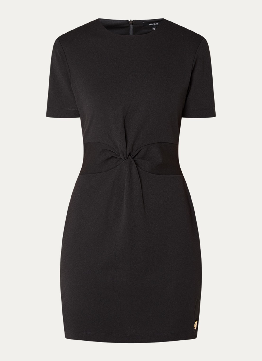 NIKKIE Pitaly mini jurk met gedrapeerd detail - voorkant 2 zwart