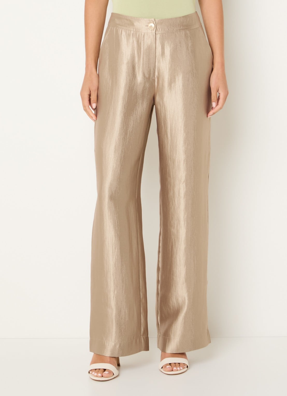 NIKKIE Polarmar high waist straight fit pantalon met steekzakken - detail 3 zand