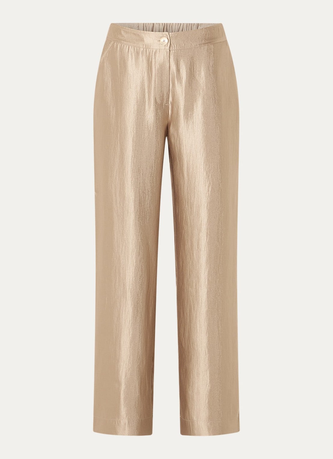 NIKKIE Polarmar high waist straight fit pantalon met steekzakken - voorkant zand
