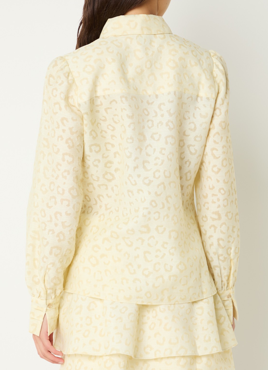 NIKKIE Pragues blouse met panterprint - achterkant 4 lichtgeel