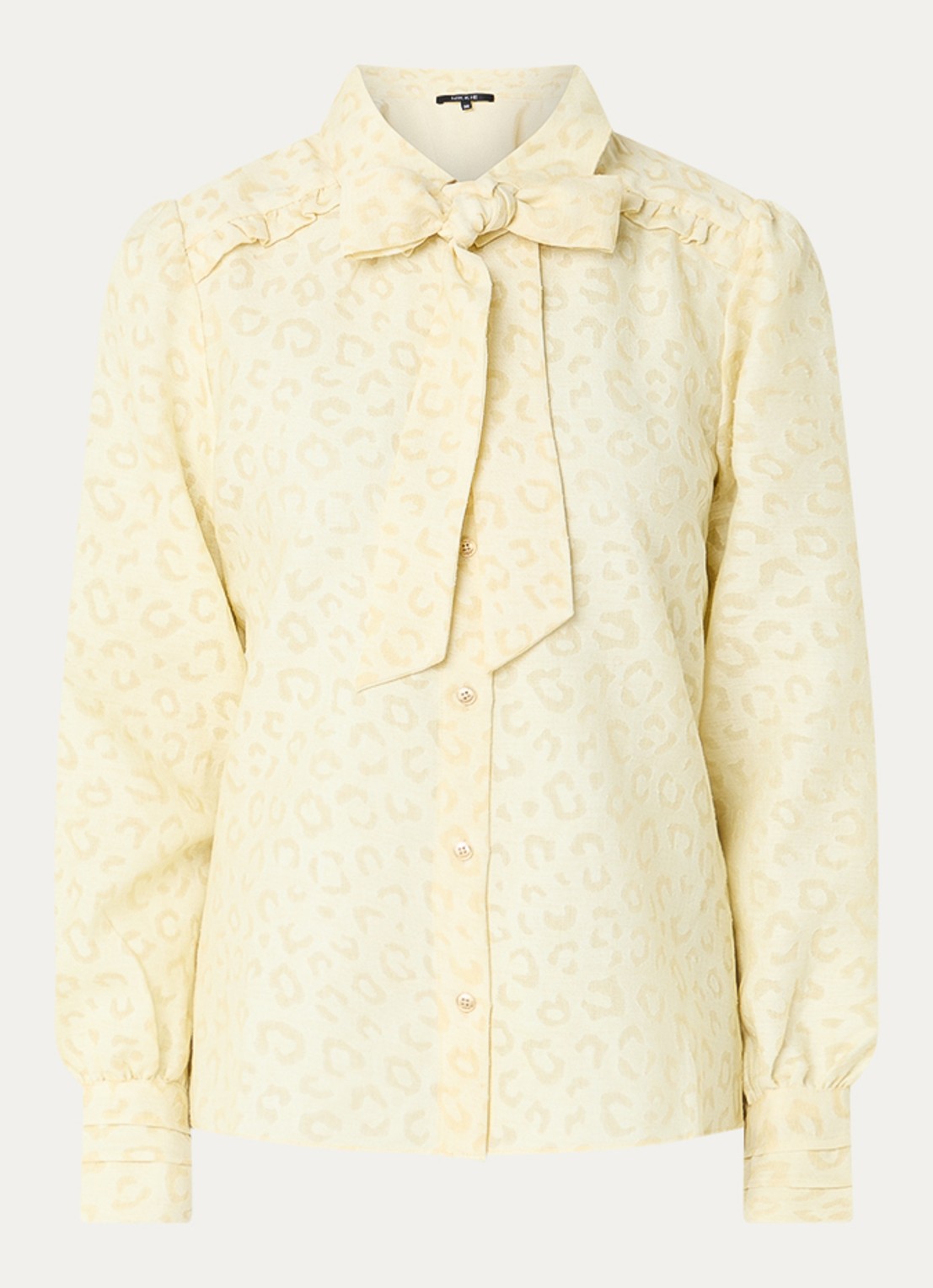 NIKKIE Pragues blouse met panterprint - voorkant lichtgeel