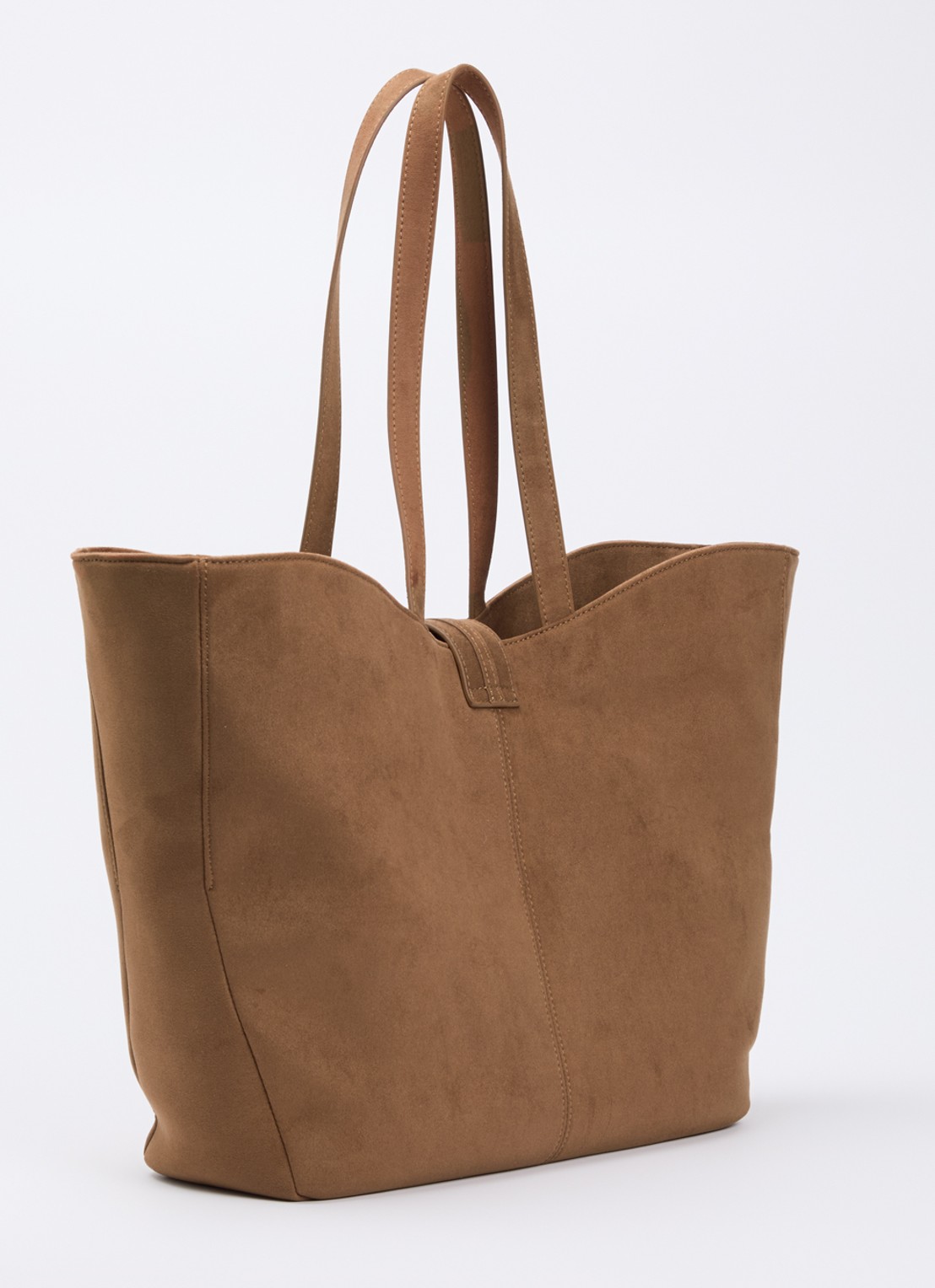 NIKKIE Preston shopper met logo - achterkant cognac