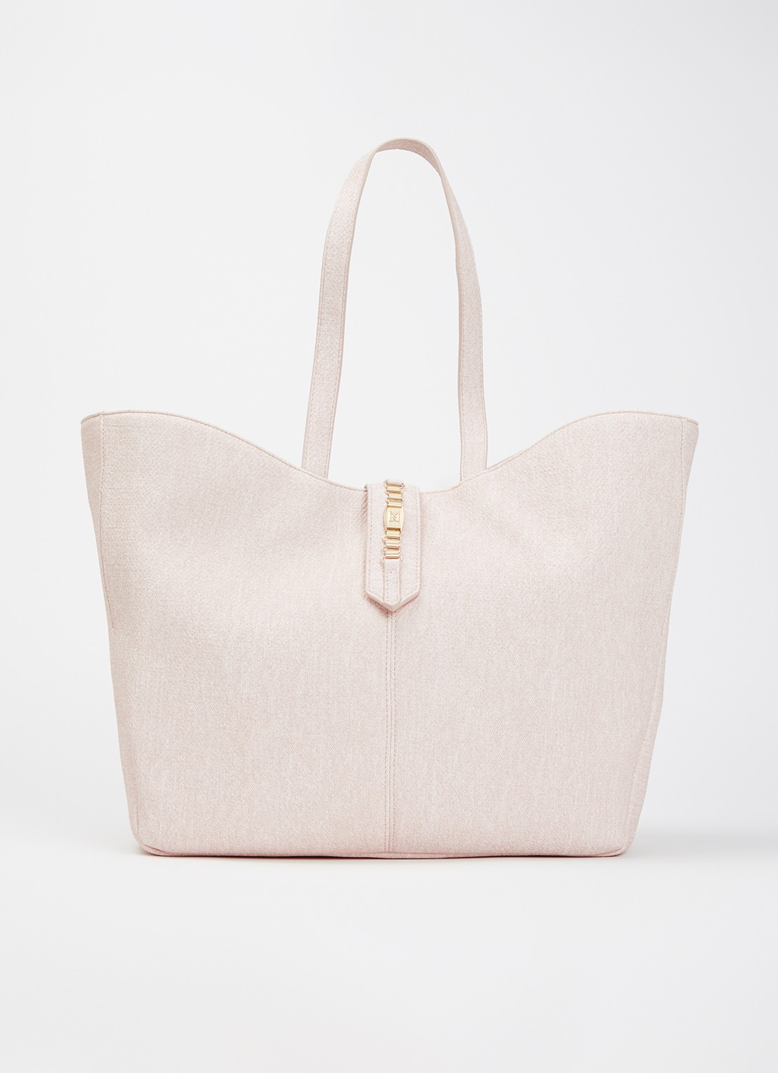 NIKKIE Preston shopper van denim - voorkant 5 beige