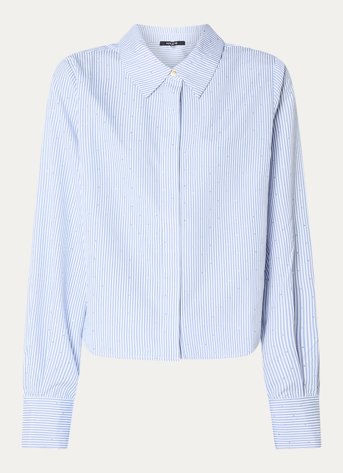 NIKKIE Qamdo blouse met streepprint en strass - voorkant 2 staalblauw