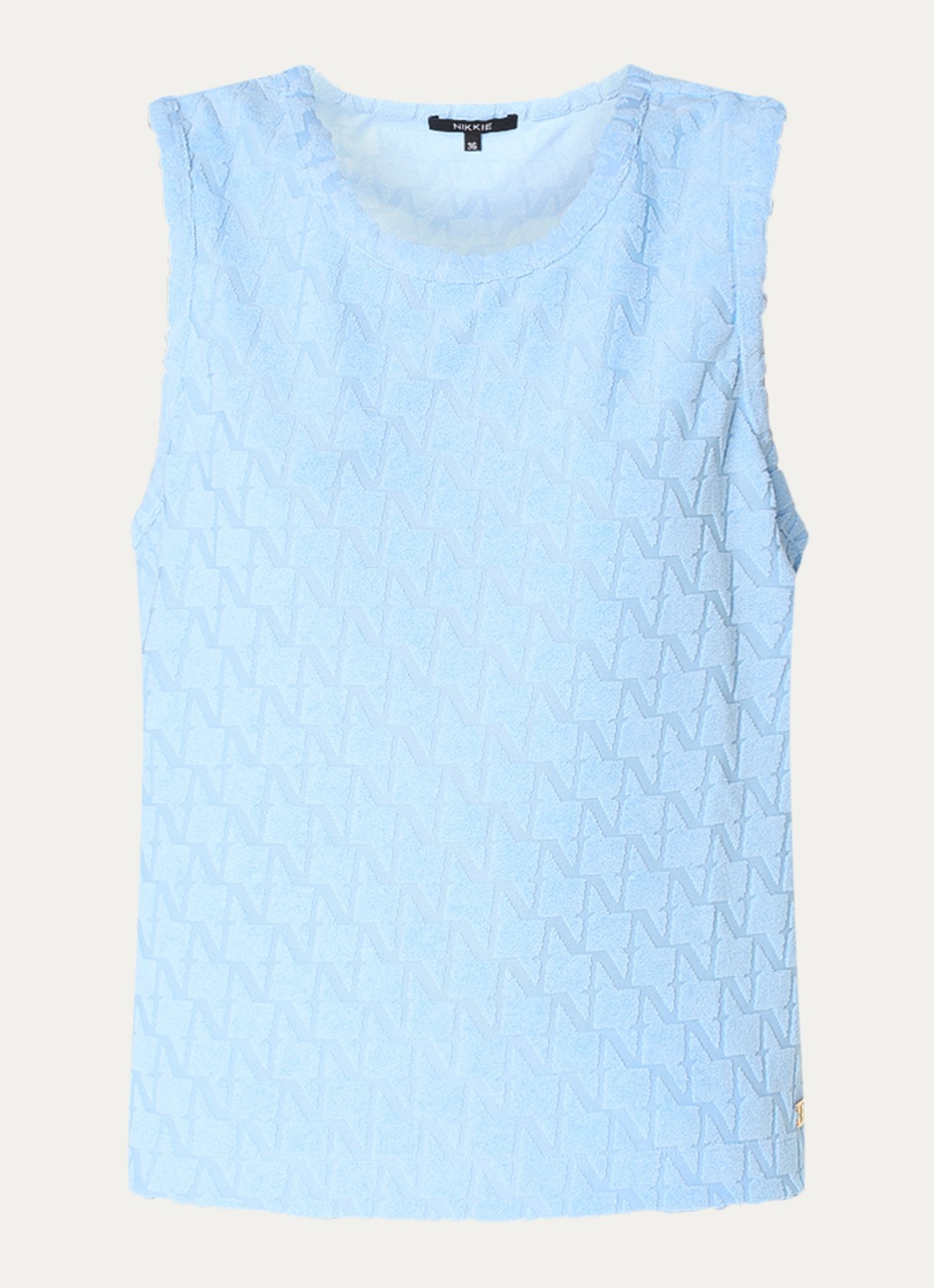 NIKKIE Qea top van badstof - voorkant 3 blauw