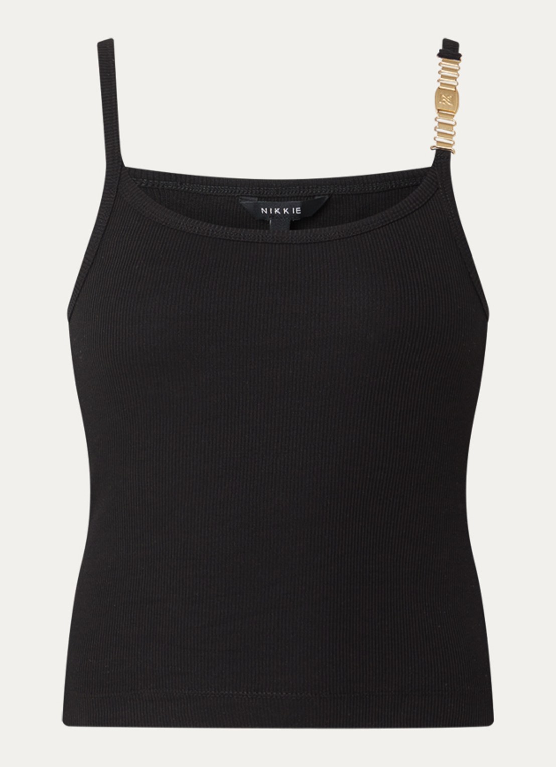 NIKKIE Questa top met structuur - voorkant 3 zwart