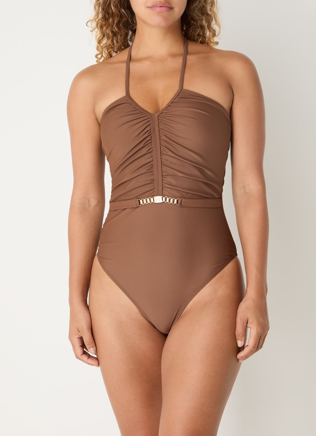 NIKKIE Quinto voorgevormd badpak met uitneembare padding - voorkant 2 cognac