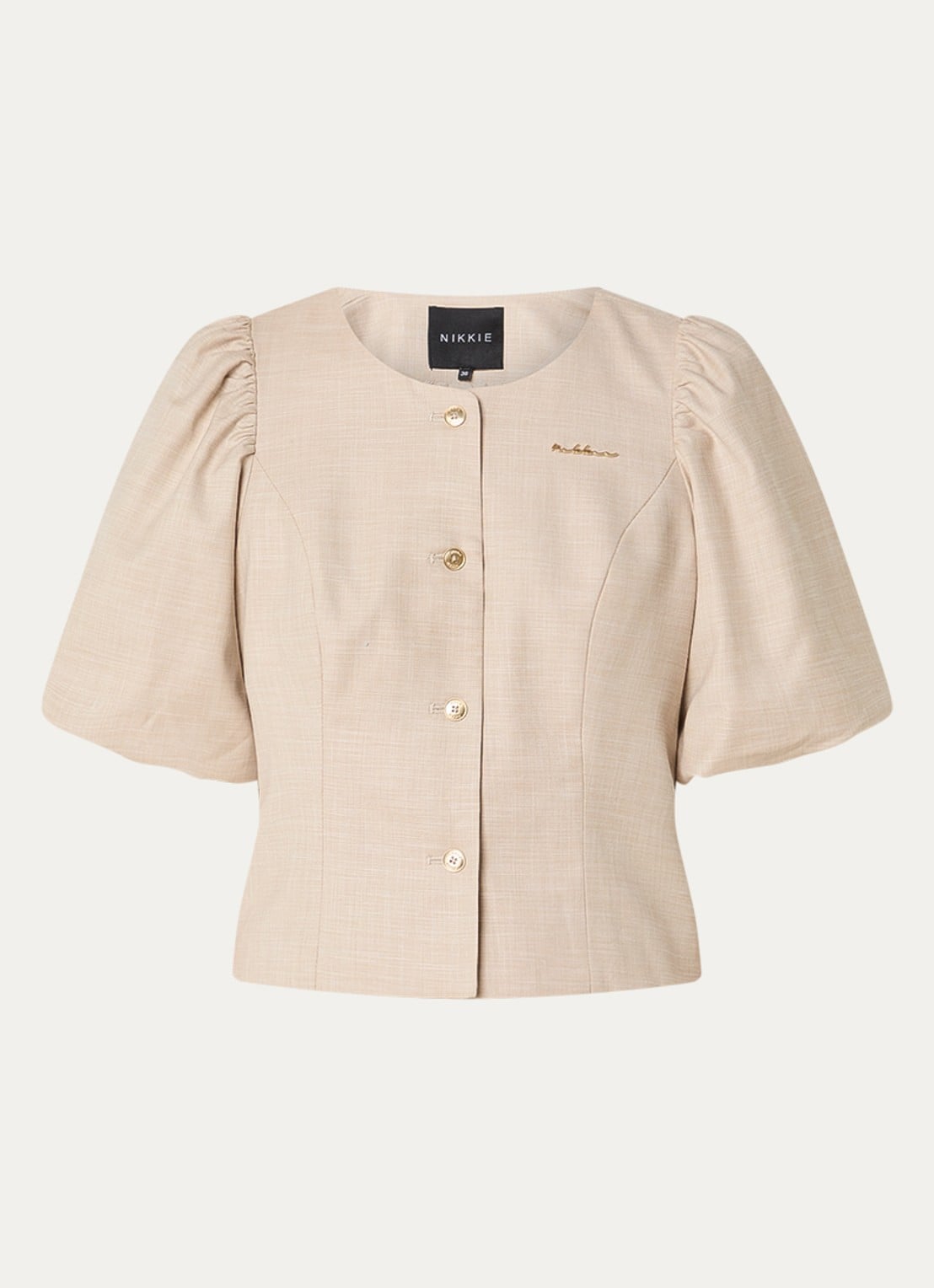 NIKKIE Quito blouse met logo - voorkant 2 beige