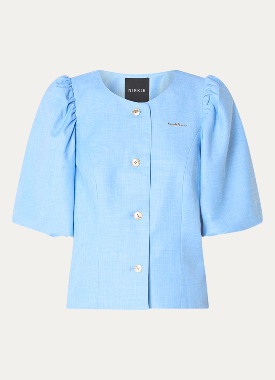 NIKKIE Quito blouse met logo - voorkant 3 blauw