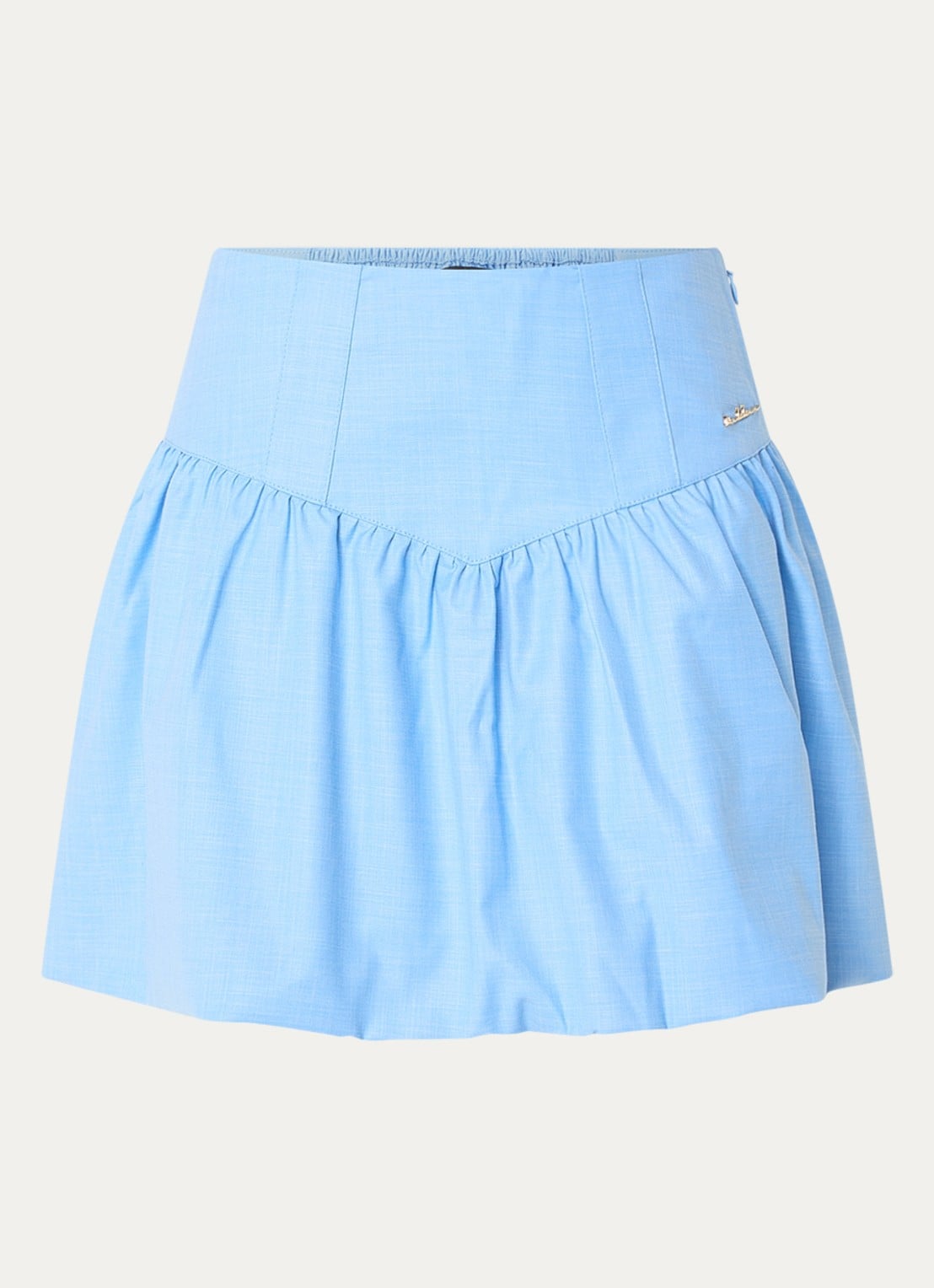 NIKKIE Quito minirok met smockwerk en logo - voorkant blauw