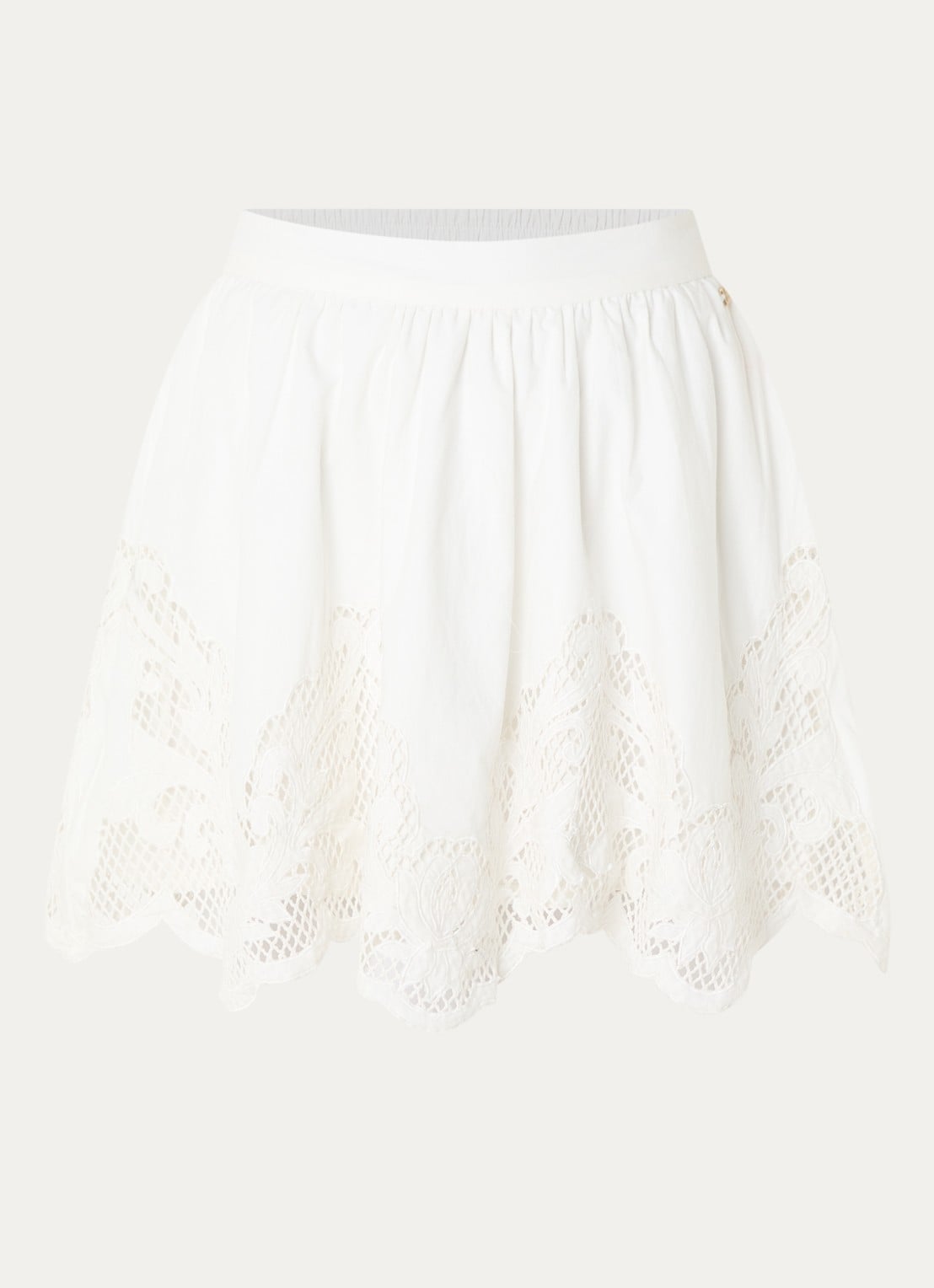 NIKKIE Rabano mini A-lijn rok met broderie - voorkant wit