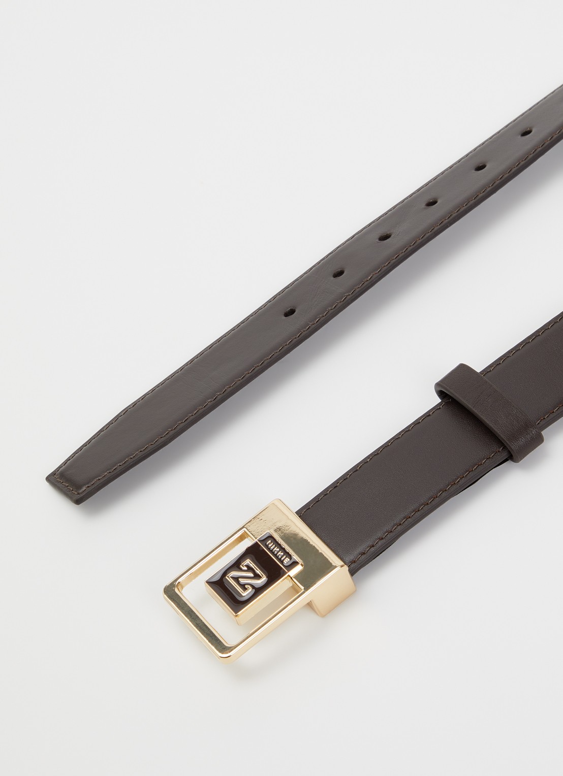 NIKKIE Rafiza riem van leer - detail donkerbruin
