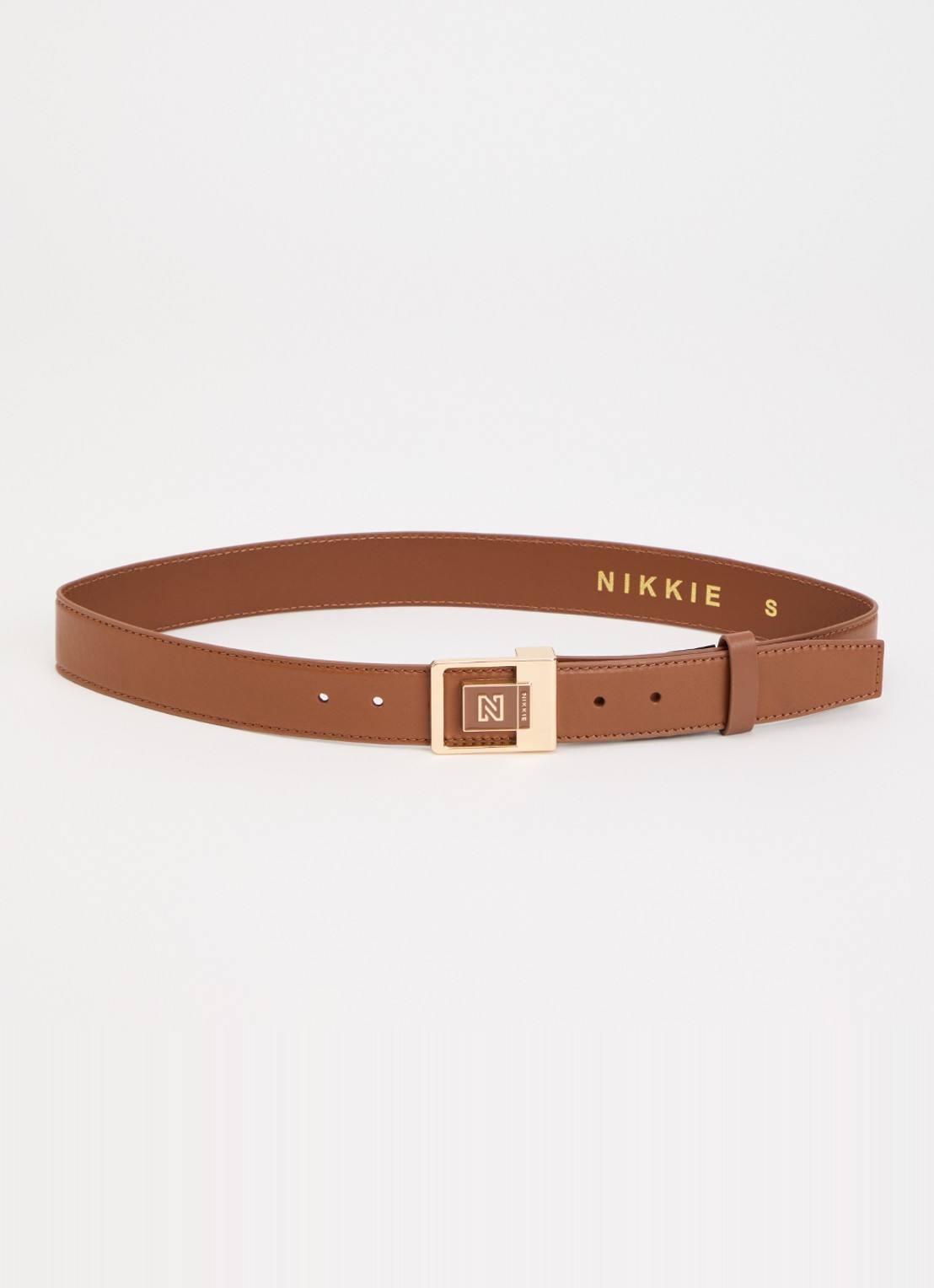 NIKKIE Rafiza riem van leer - voorkant cognac