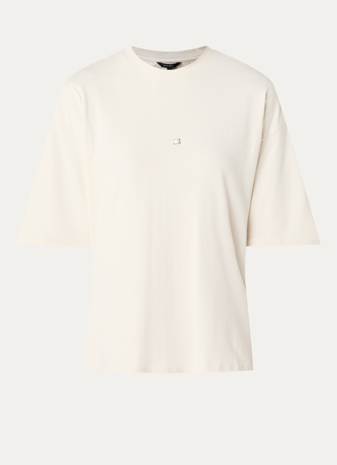 NIKKIE Ramsgate T-shirt met logo - voorkant creme