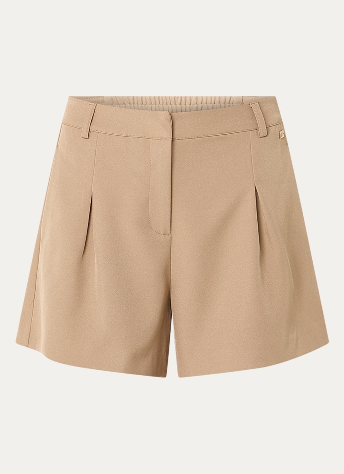 NIKKIE Reims high waist straight fit korte broek met steekzakken - voorkant 3 camel