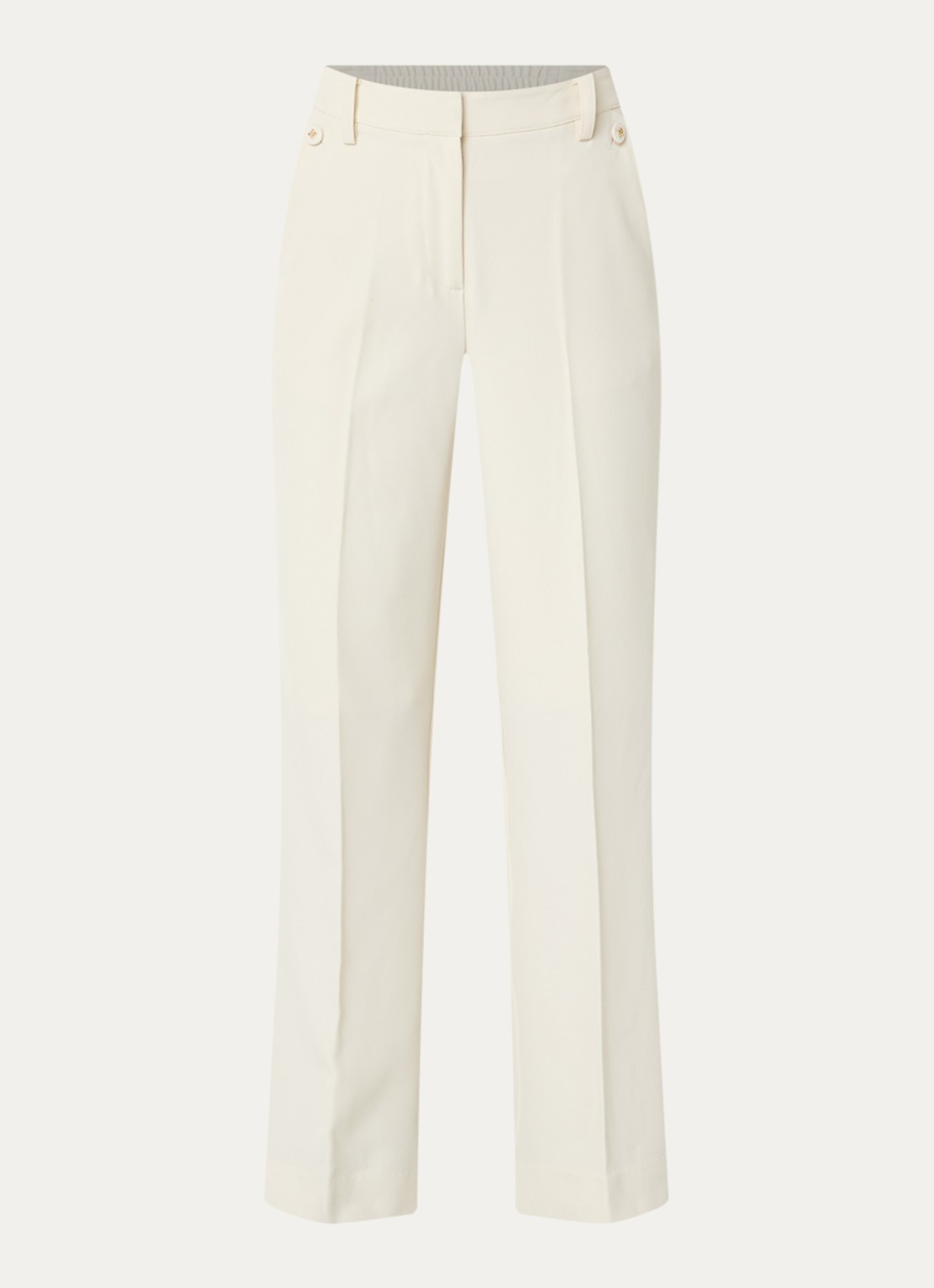 NIKKIE Reims high waist straight fit pantalon met steekzakken - voorkant creme