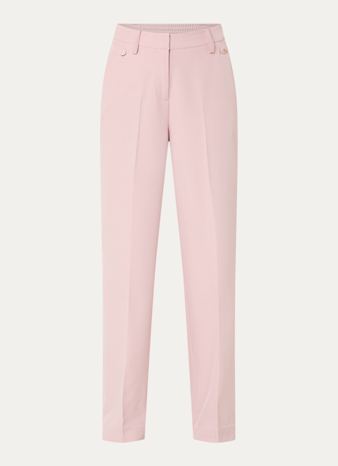 NIKKIE Reims high waist straight fit pantalon met steekzakken - voorkant roze