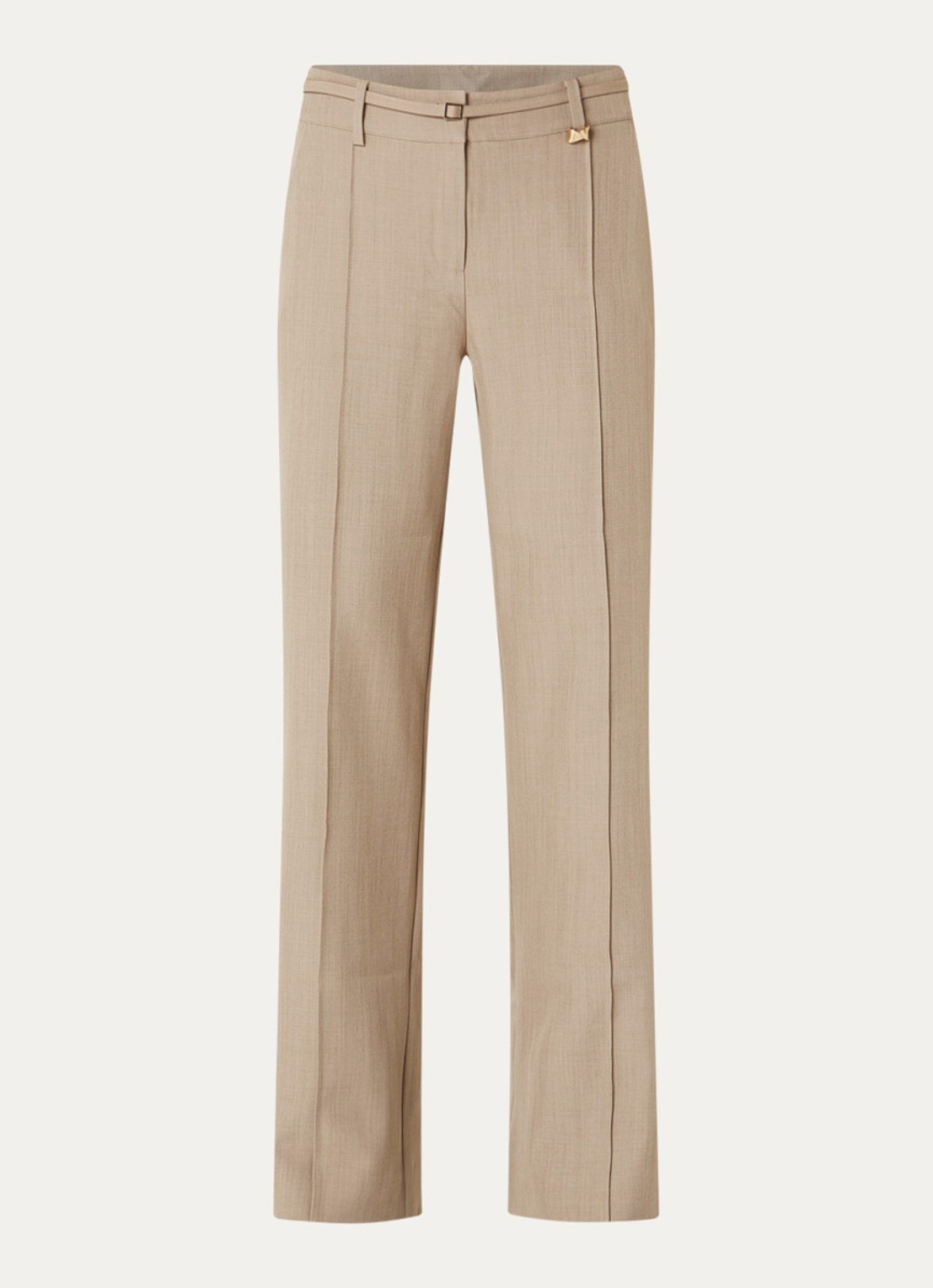 NIKKIE Reno high waist loose fit pantalon met steekzakken - voorkant 3 zand