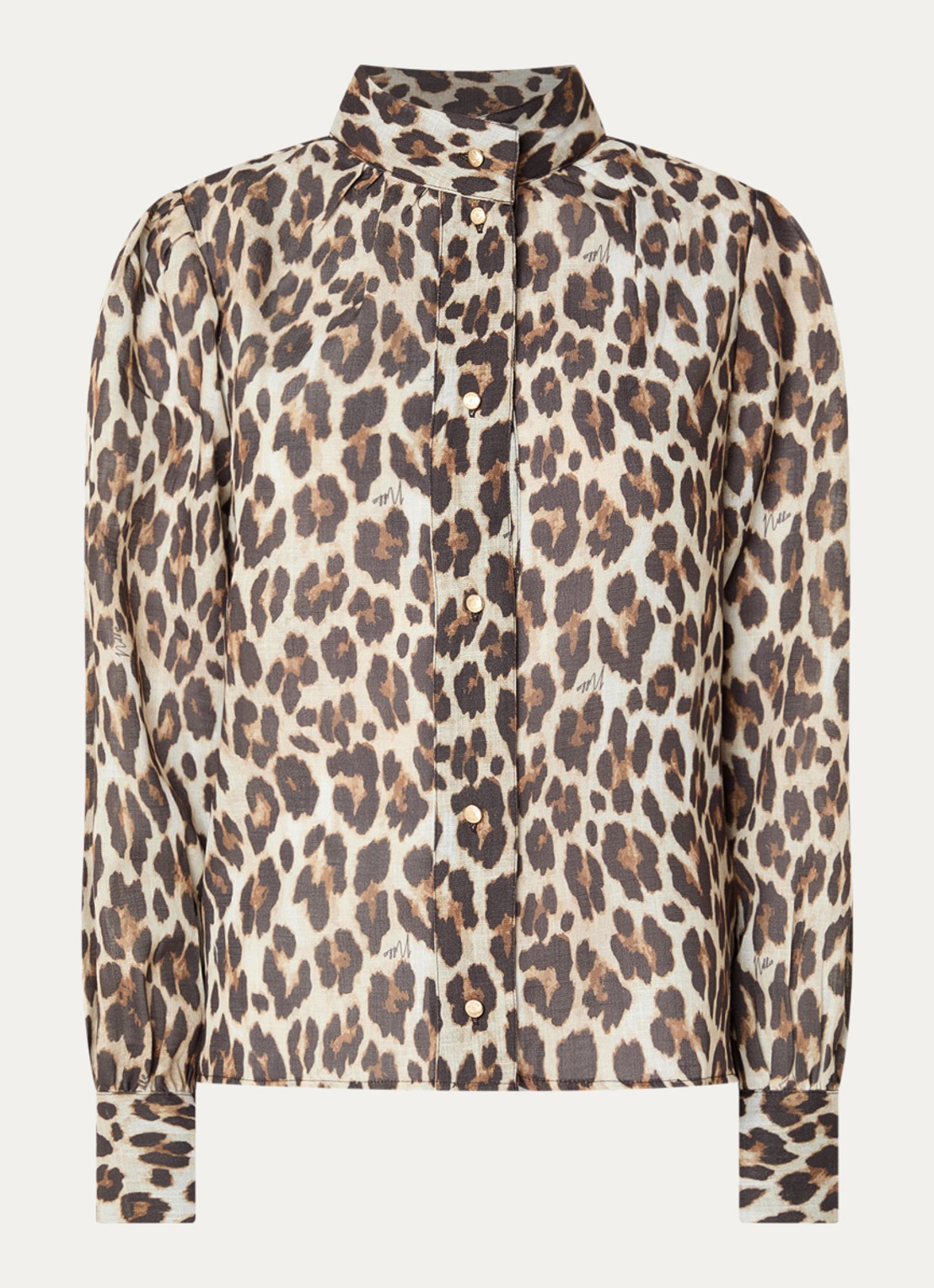 NIKKIE Retiro blouse met dierenprint - voorkant 2 donkerbruin