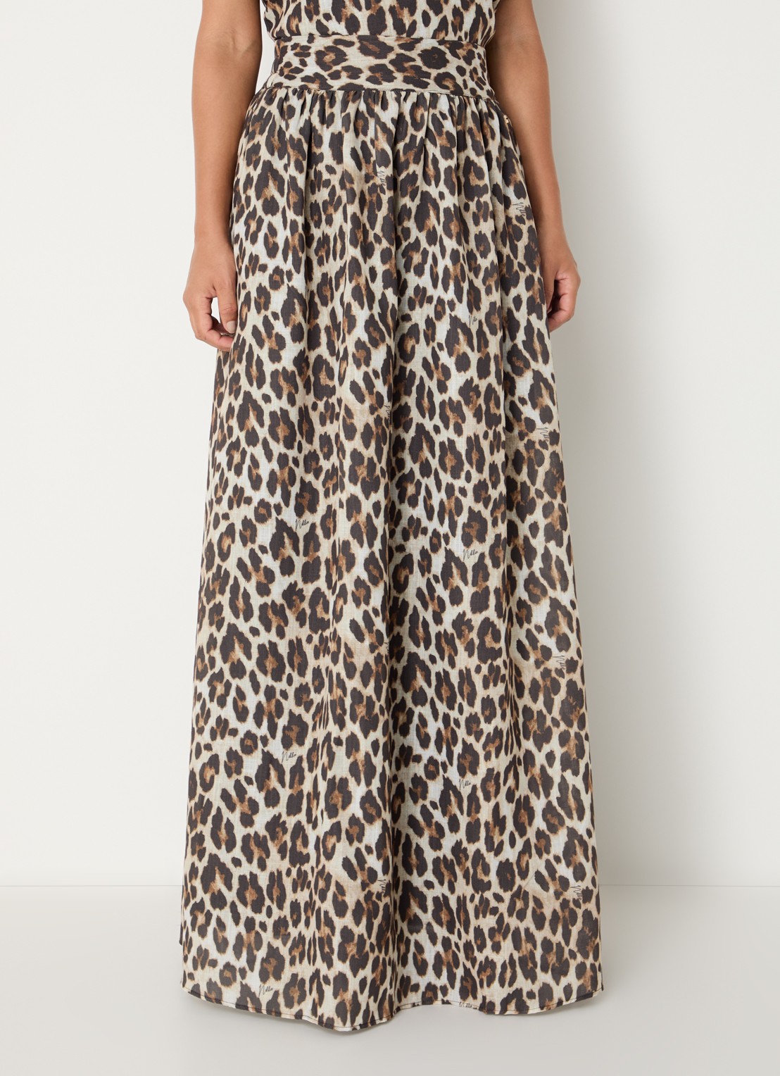 NIKKIE Retiro maxi rok met panterprint - detail 4 bruin