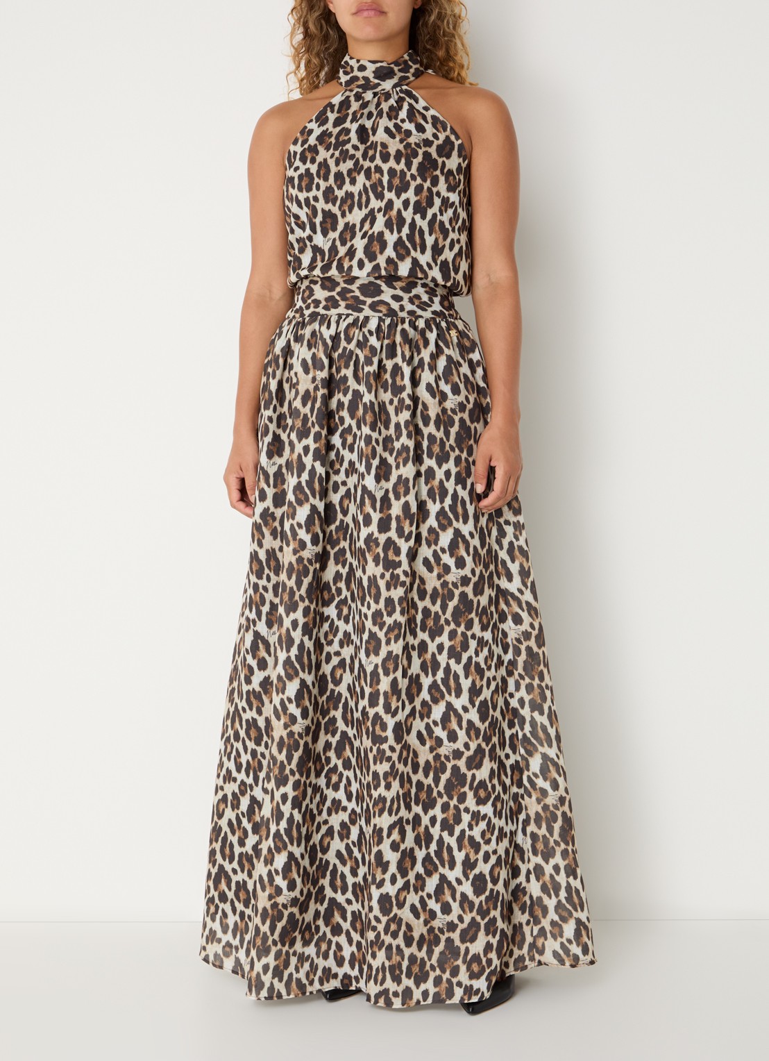 NIKKIE Retiro maxi rok met panterprint - voorkant 3 bruin