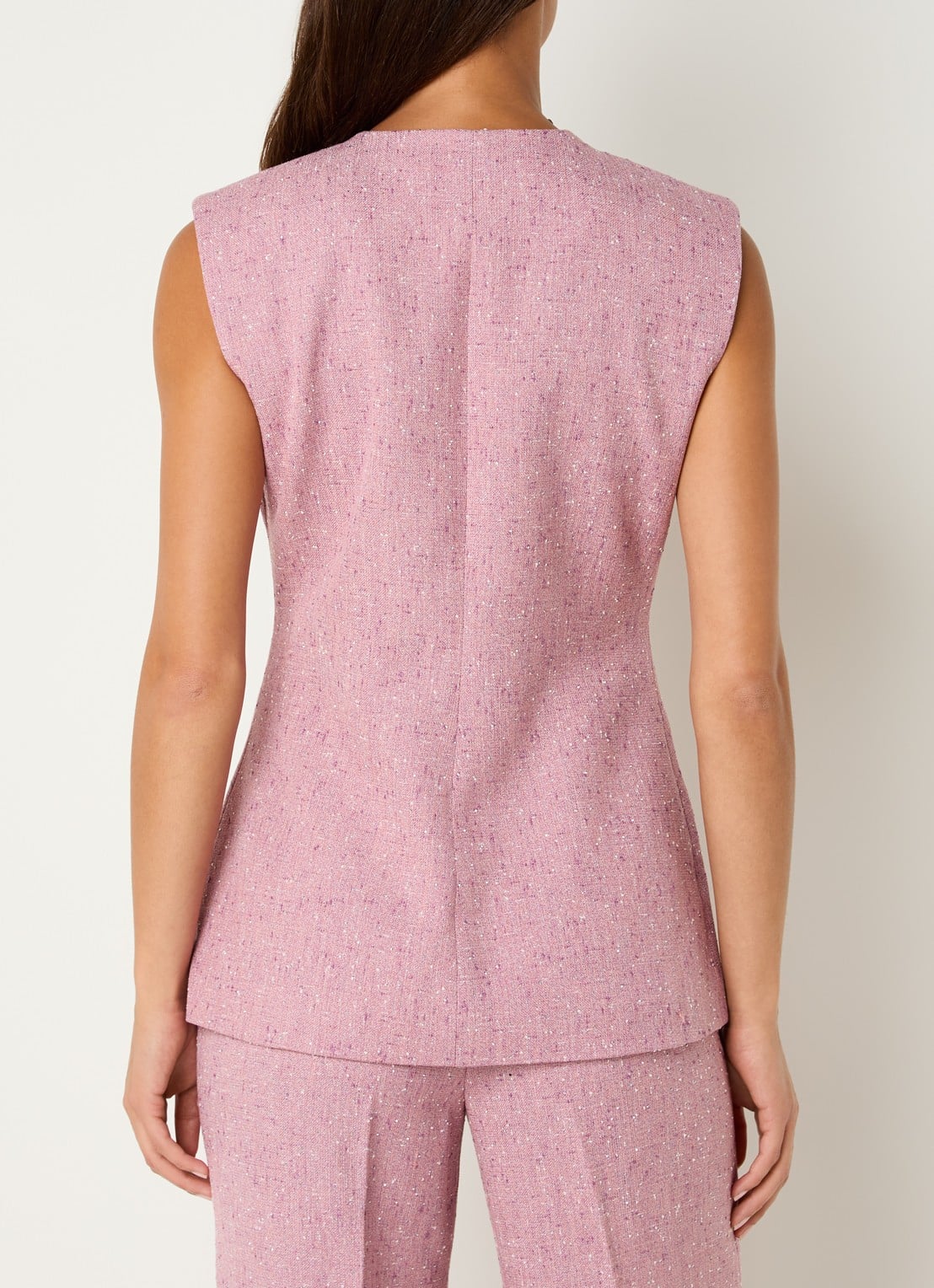 NIKKIE Reza gilet met tweed-look - achterkant 2 roze