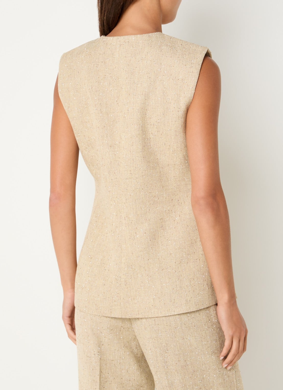 NIKKIE Reza gilet met tweed-look - achterkant 4 beige