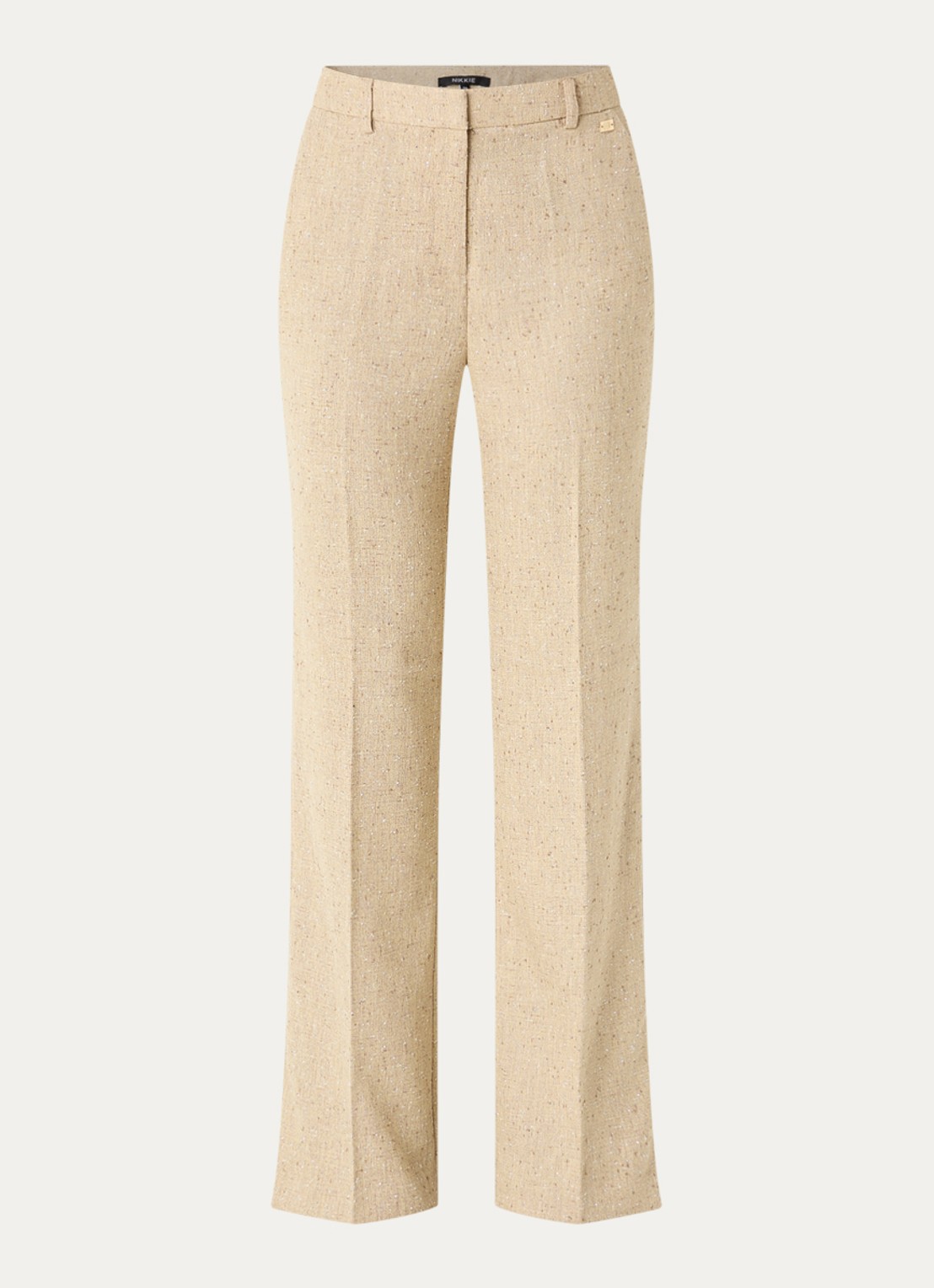 NIKKIE Reza mid waist straight fit broek met steekzakken - voorkant 2 vanillegeel
