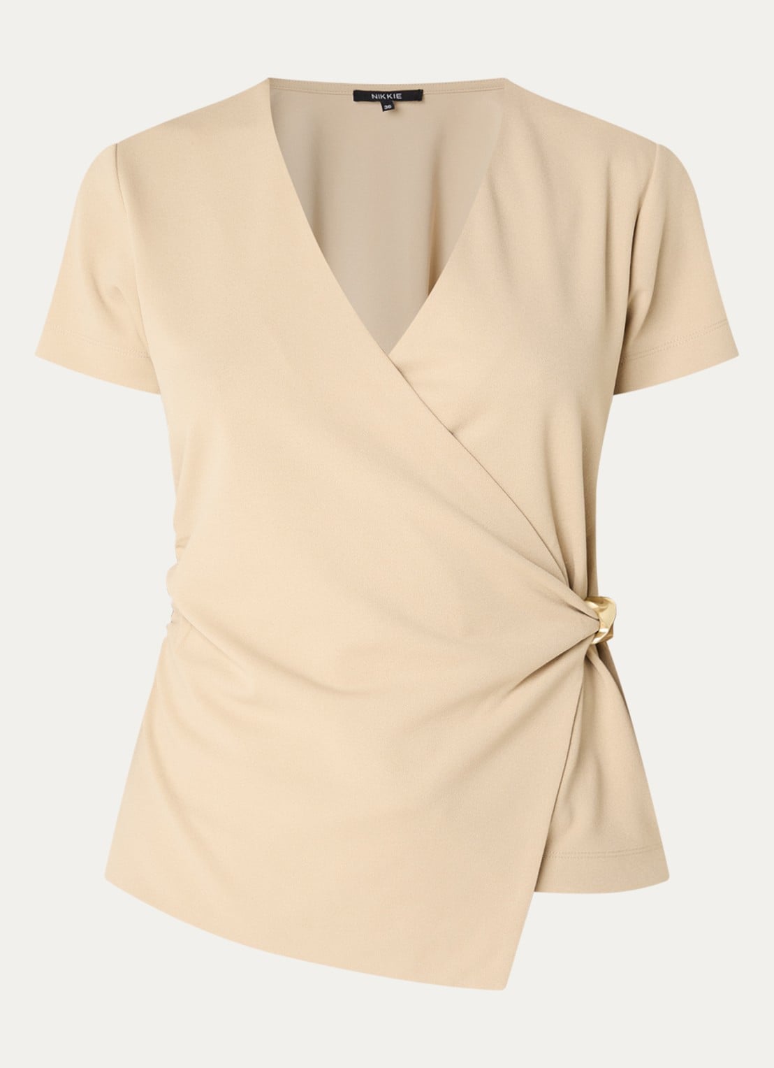 NIKKIE Rimini top met V-hals - voorkant 2 creme