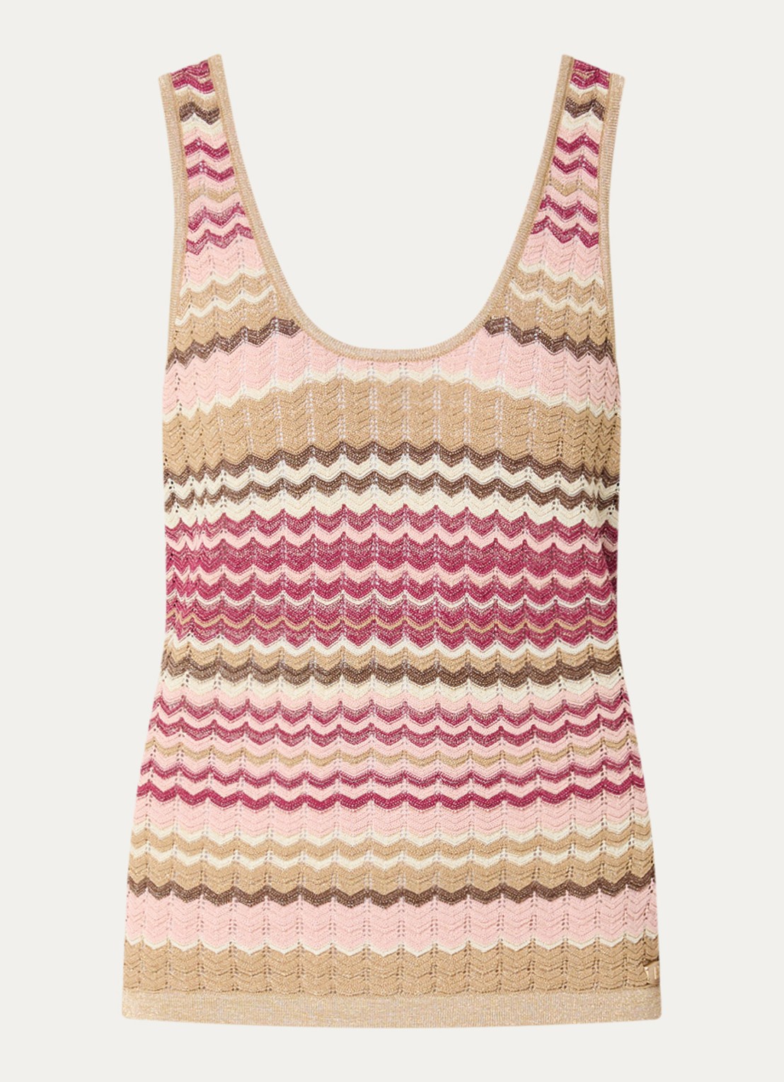 NIKKIE Rio top met metallic finish - voorkant beige