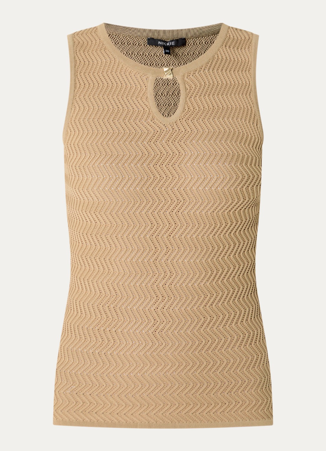 NIKKIE Riom top met structuur - voorkant 2 camel