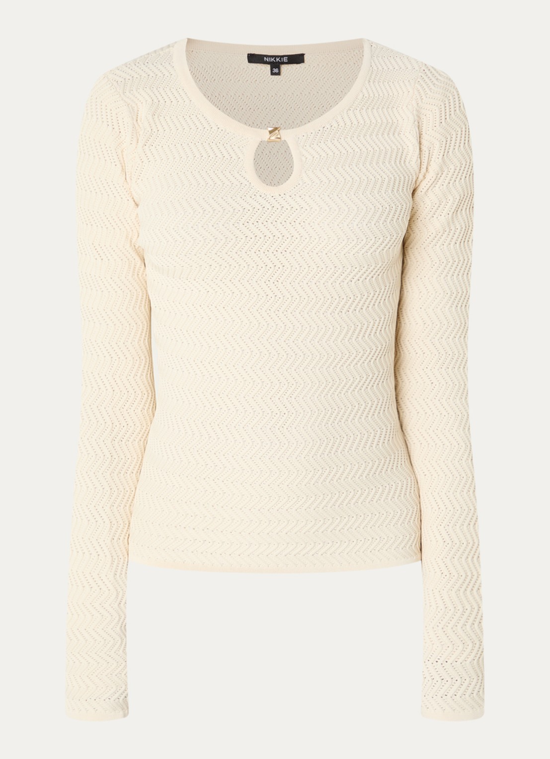 NIKKIE Riom top met structuur - voorkant 3 creme