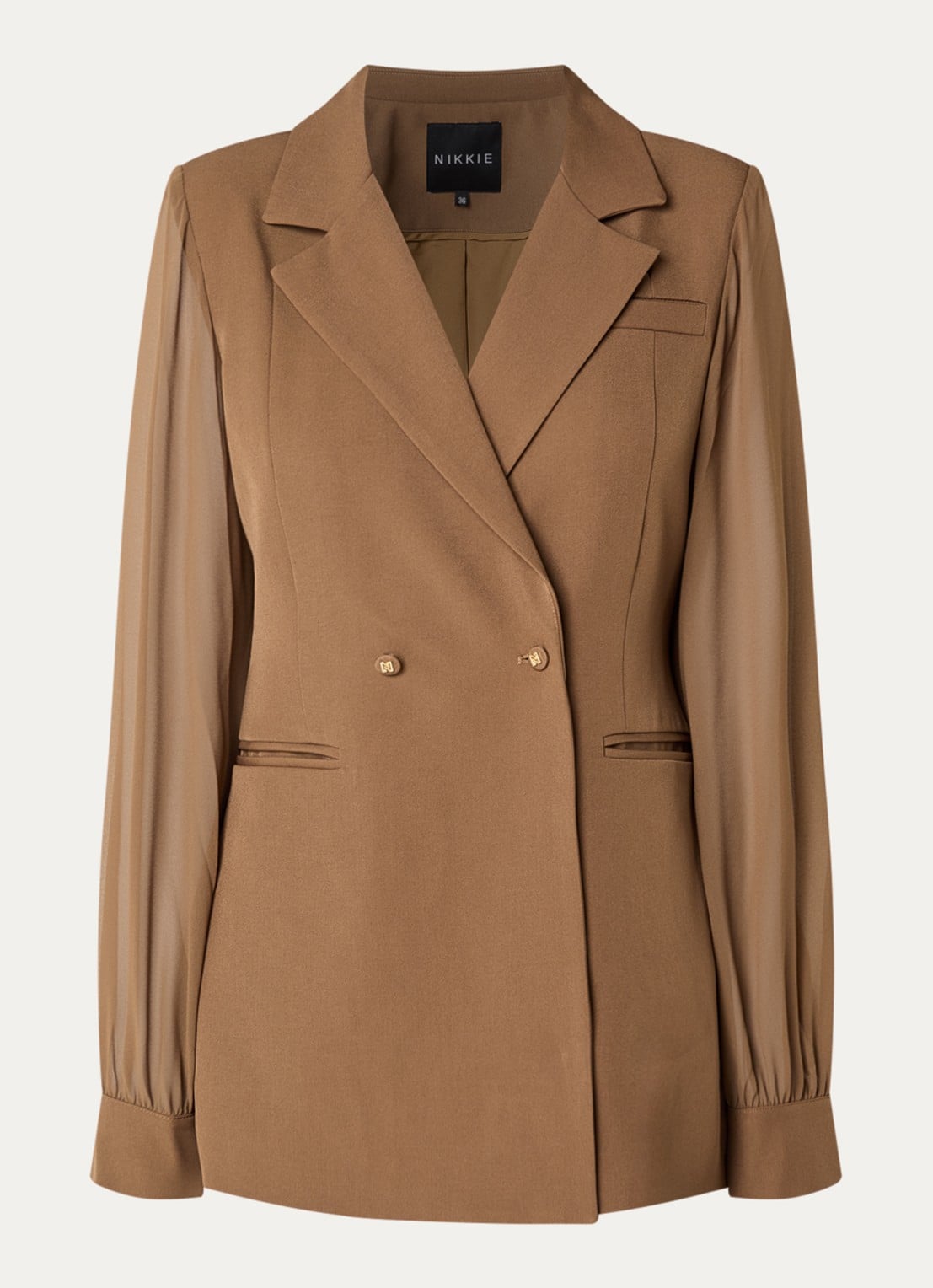 NIKKIE Rioverde blazer met paspelzakken - voorkant hazelnootbruin