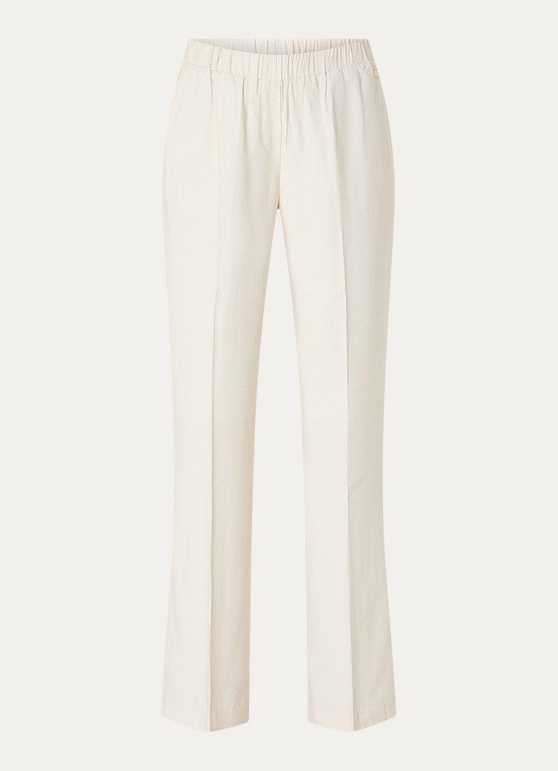 NIKKIE Riva mid waist straight fit pantalon met persplooi en steekzakken - voorkant creme