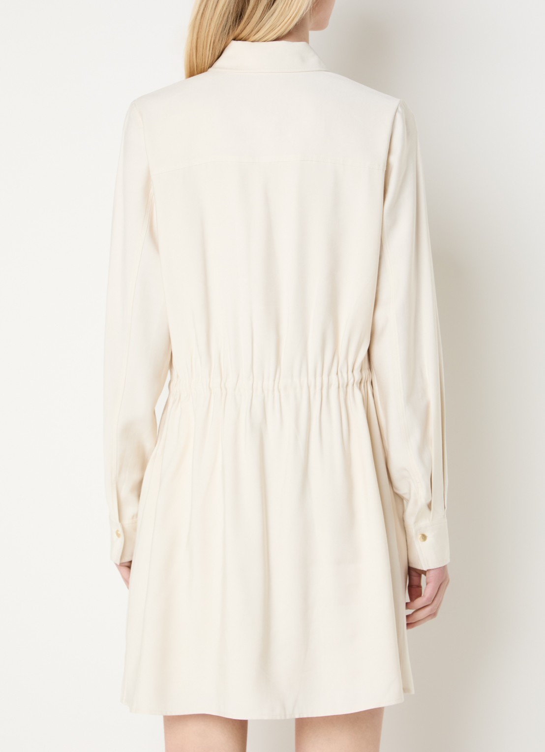 NIKKIE Riva mini blousejurk met trekkoord - achterkant creme