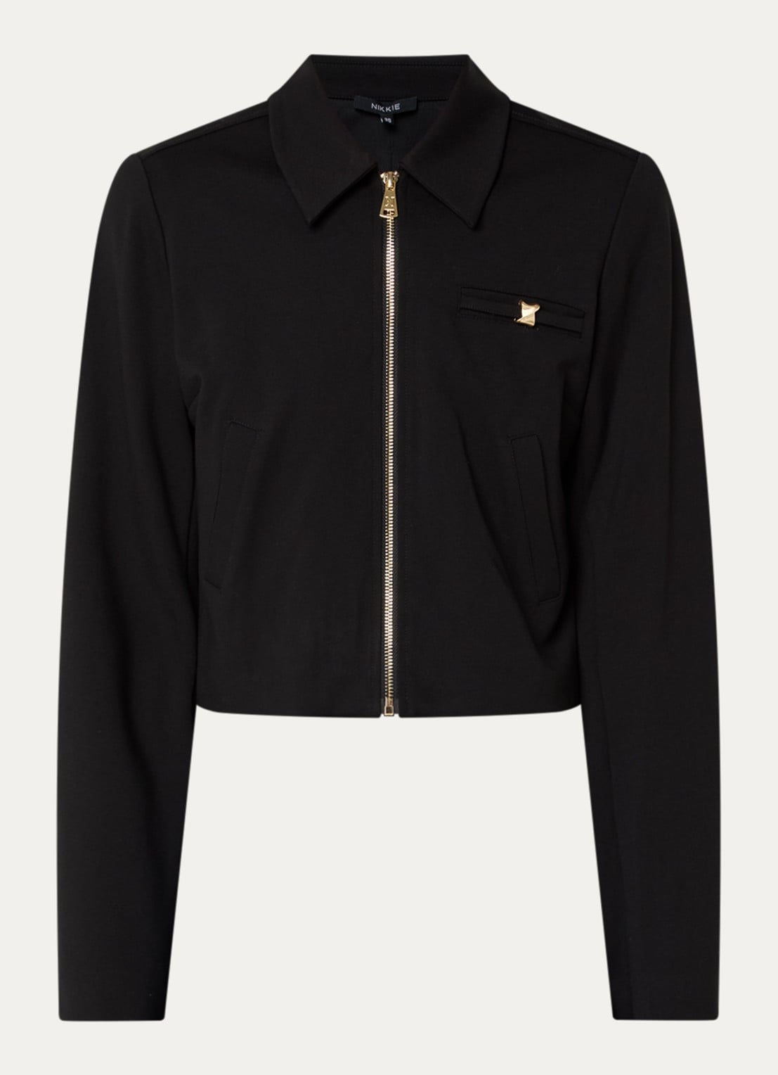 NIKKIE Rivello cropped jack met steekzakken - voorkant 2 zwart