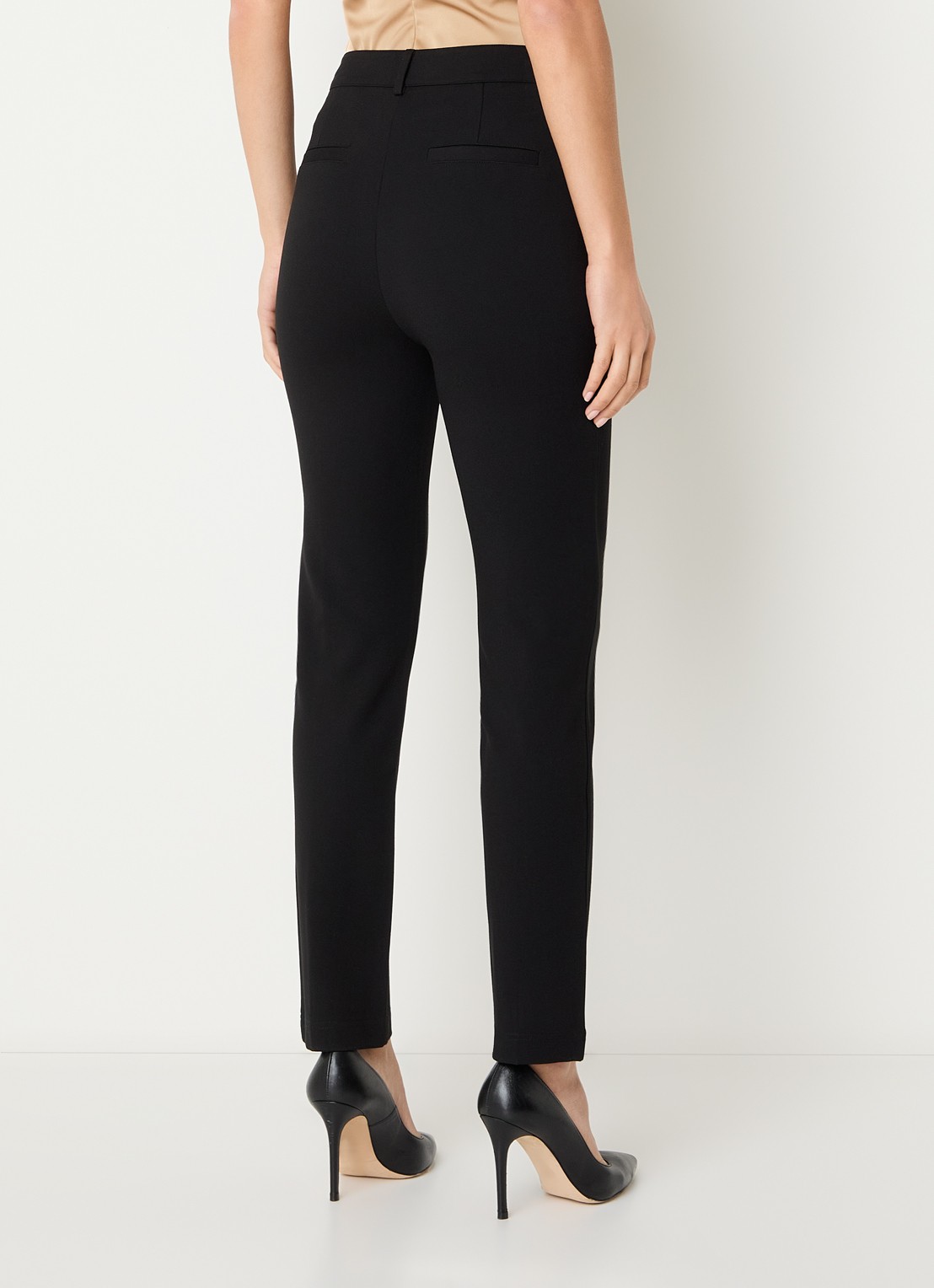 NIKKIE Rivello high waist slim fit pantalon van jersey met siernaad  - achterkant 4 zwart