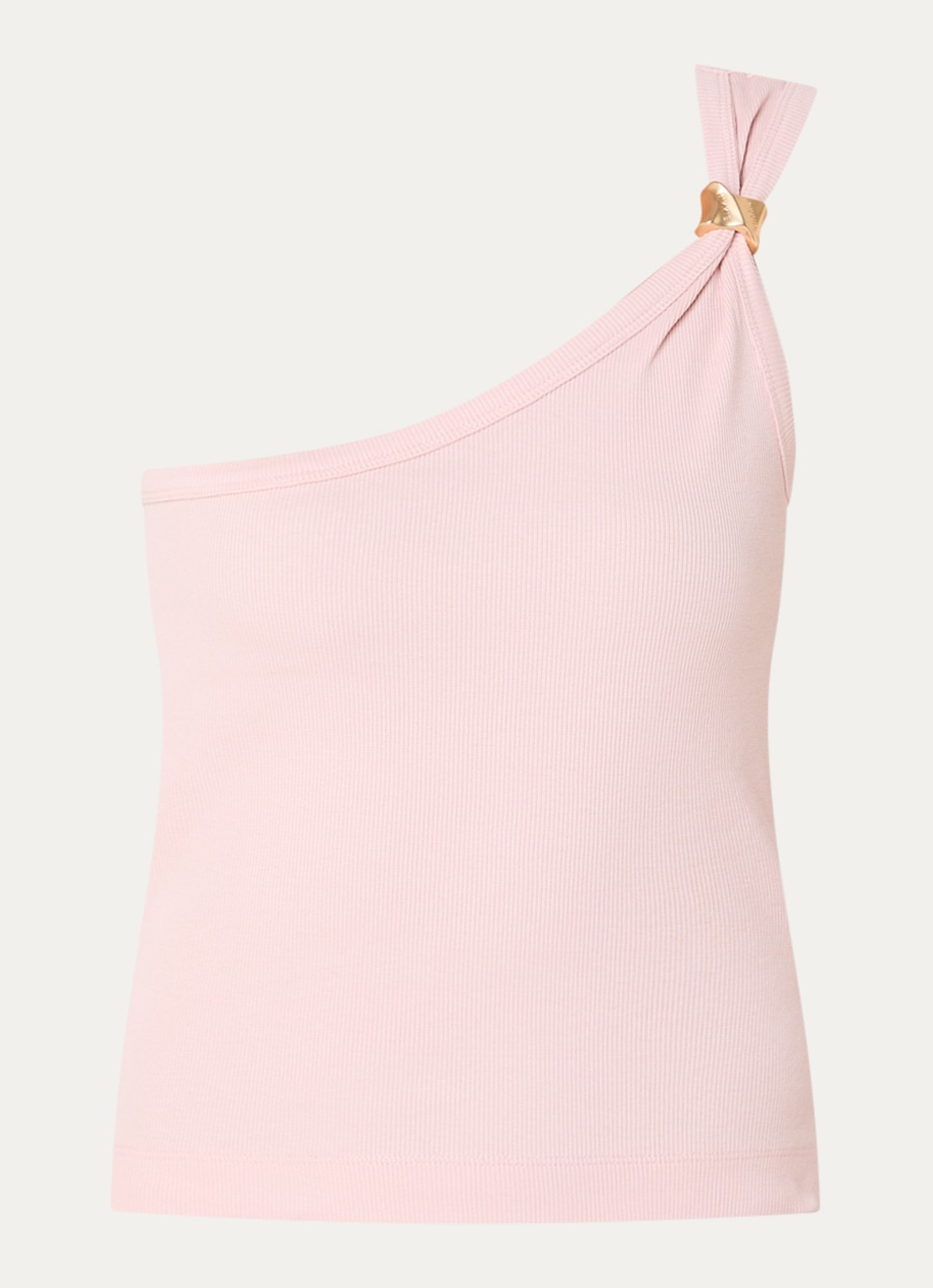 NIKKIE Roselle one shoulder top met ribstructuur en kralendecoratie - voorkant 2 oranje