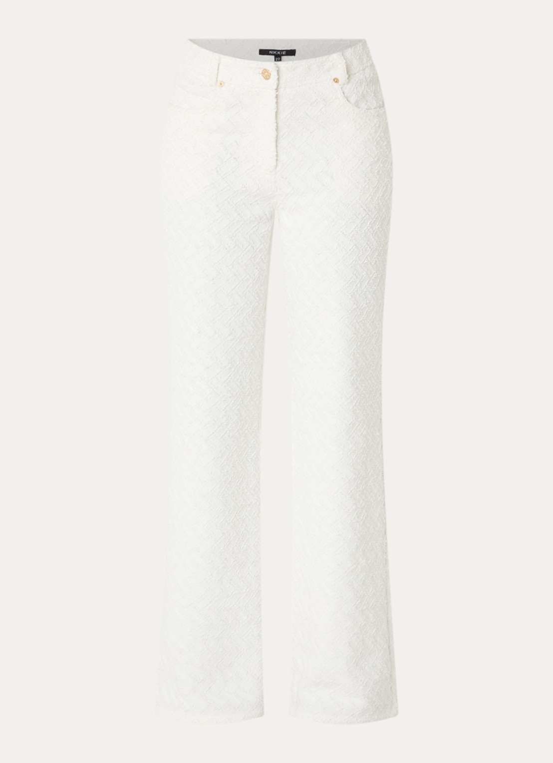NIKKIE Rosetta mid waist straight leg jeans met gekleurde wassing - voorkant 4 wit