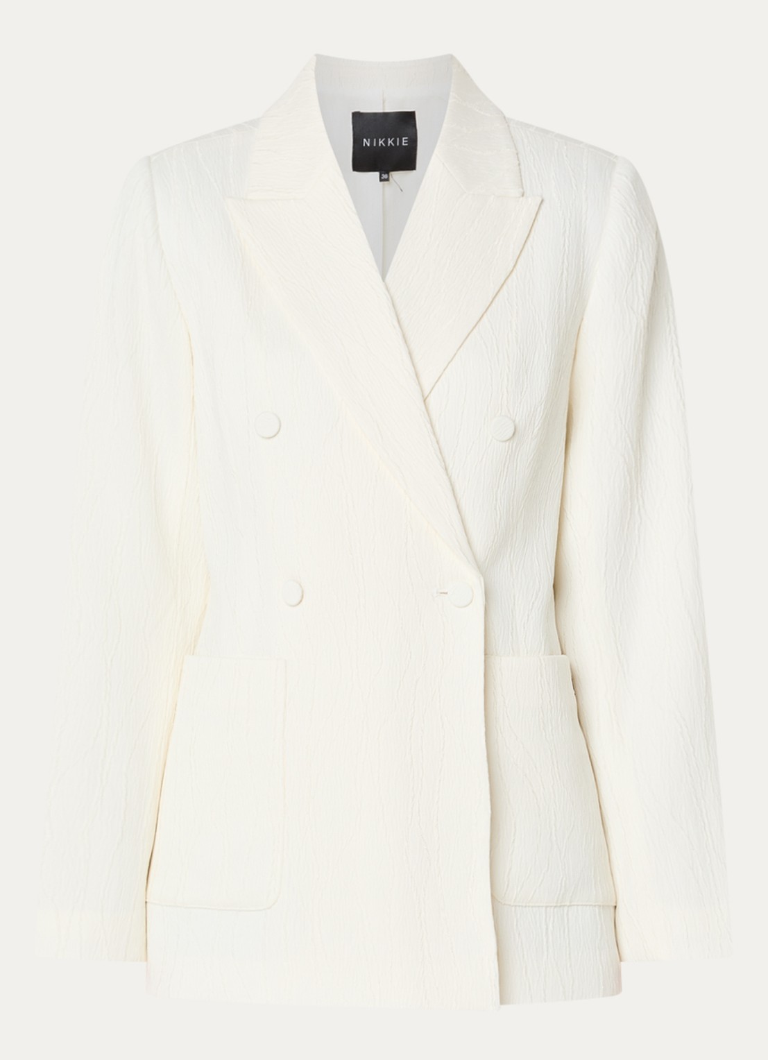 NIKKIE Roseville double-breasted blazer met opgestikte zakken - voorkant 3 gebroken wit
