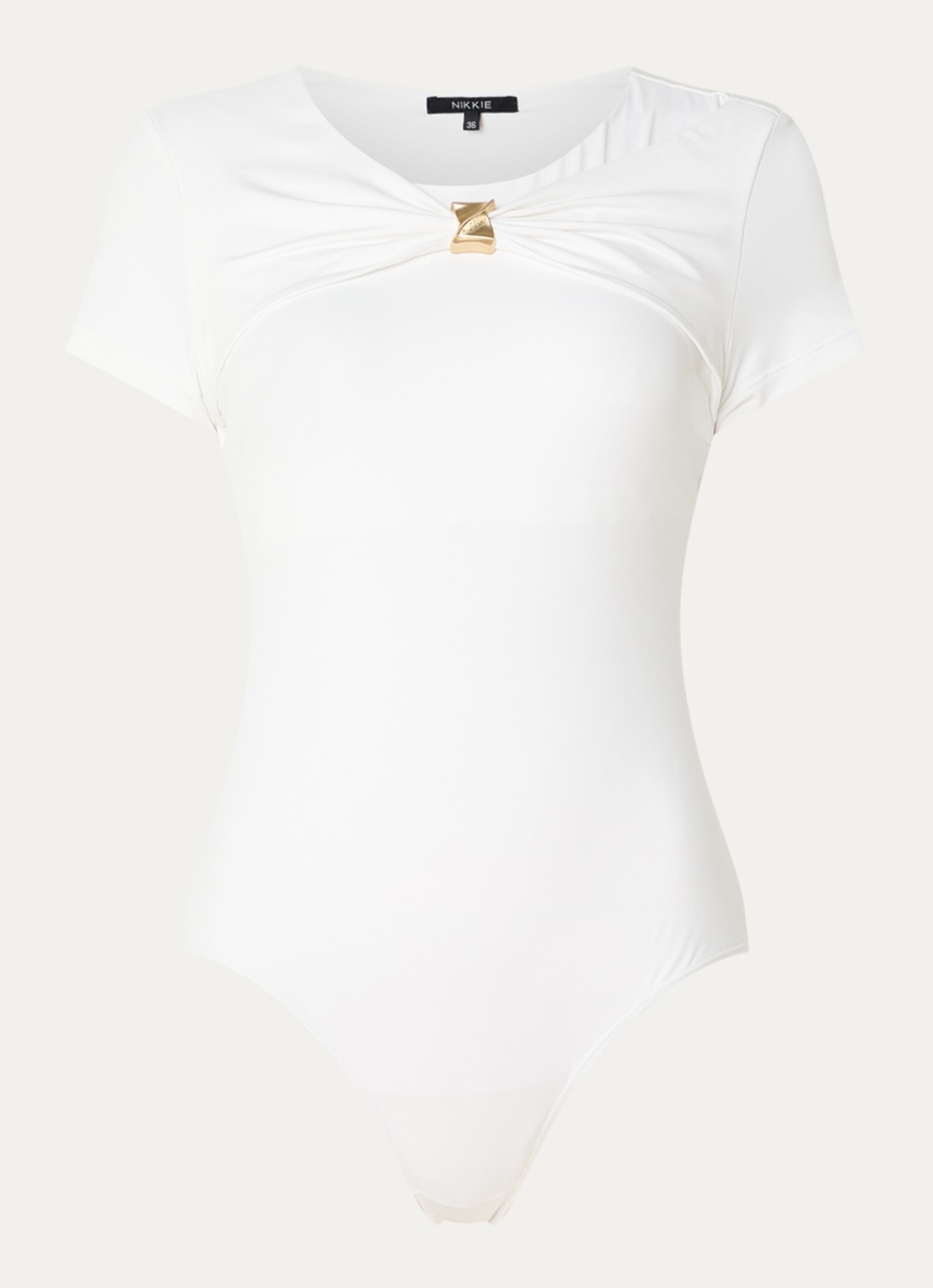 NIKKIE Rubio body top met gedrapeerd detail - voorkant 2 wit