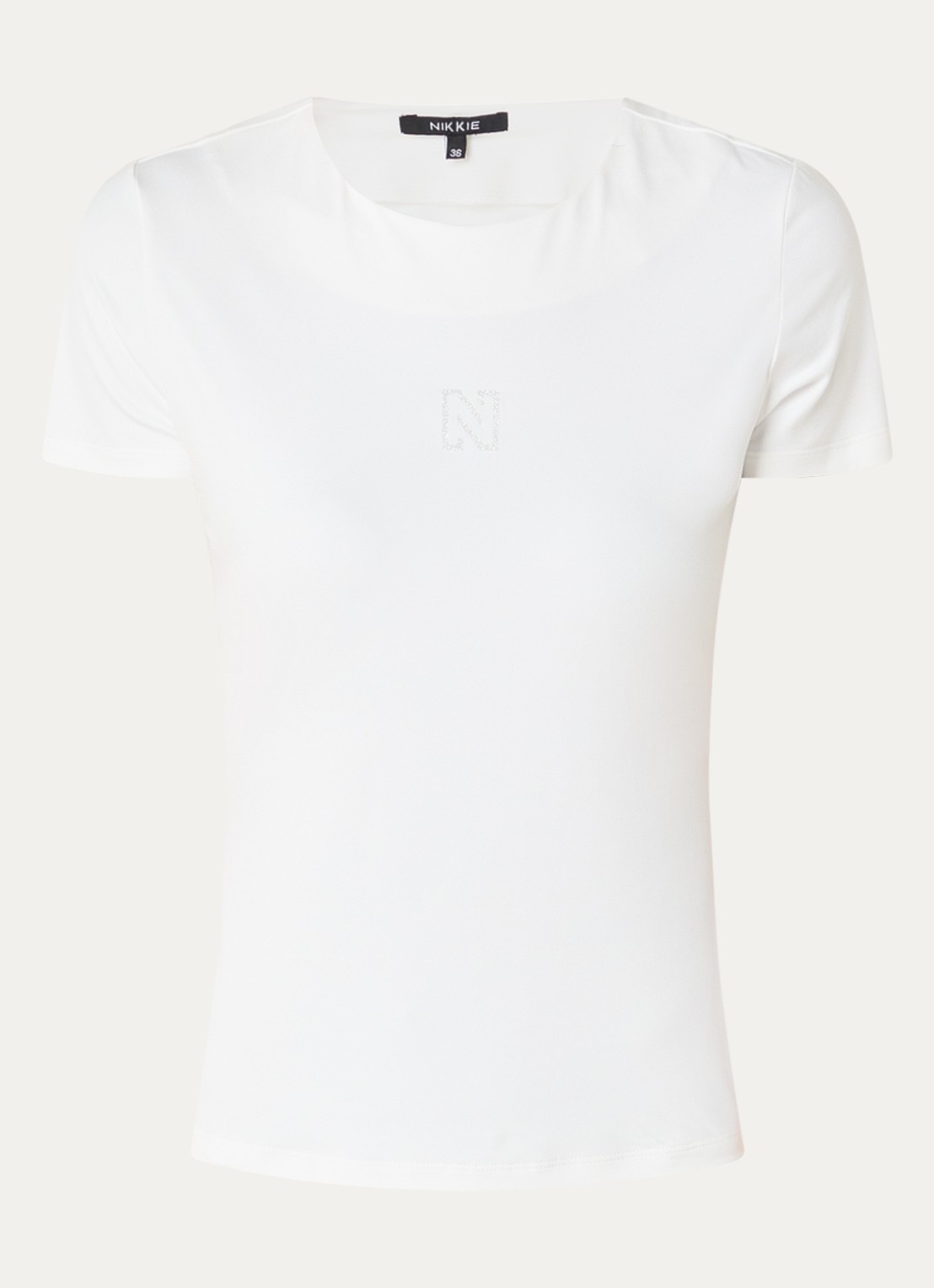 NIKKIE T-shirt met logo en strass - voorkant wit