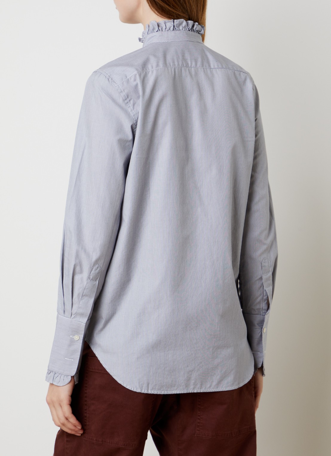 Nili Lotan Elio blouse met opstaande kraag en ruches - achterkant 5 lichtblauw