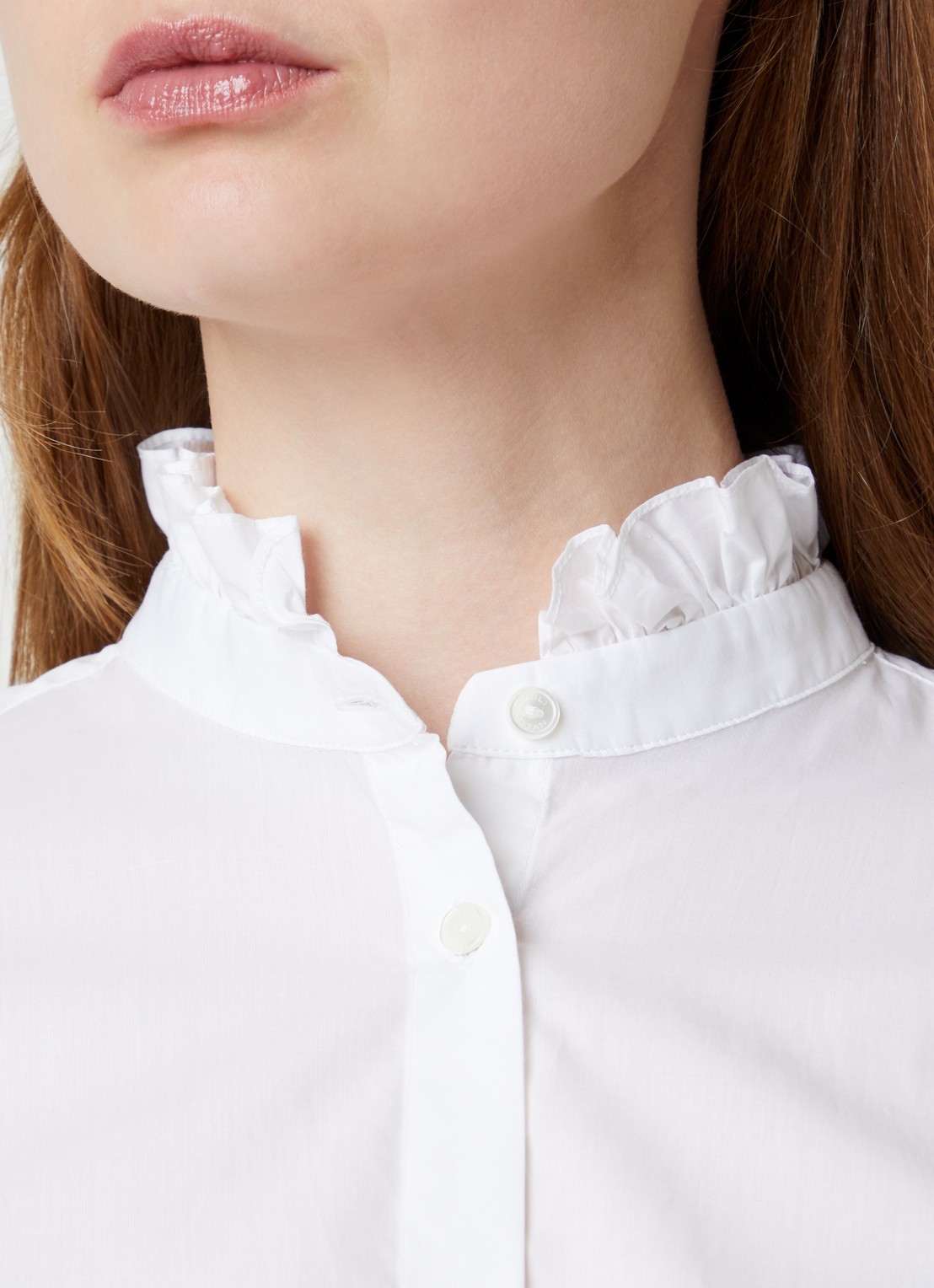 Nili Lotan Elio blouse met opstaande kraag en ruches - detail 5 wit