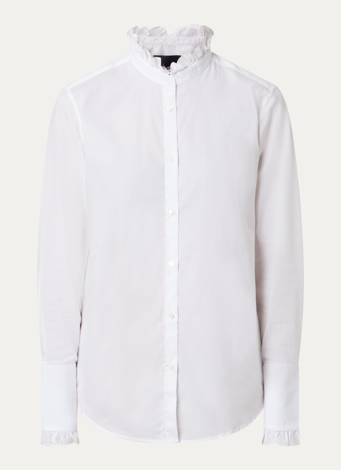 Nili Lotan Elio blouse met opstaande kraag en ruches - voorkant 2 wit