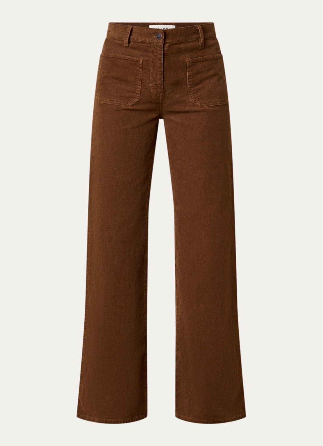 Nili Lotan Florence high waist flared fit broek van corduroy - voorkant 2 cognac