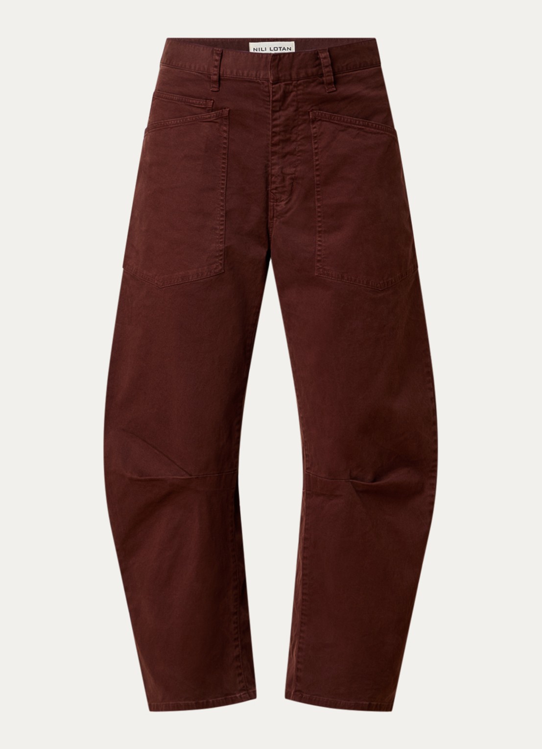 Nili Lotan Shon mid waist balloon fit broek met opgestikte zakken - voorkant 2 roodbruin