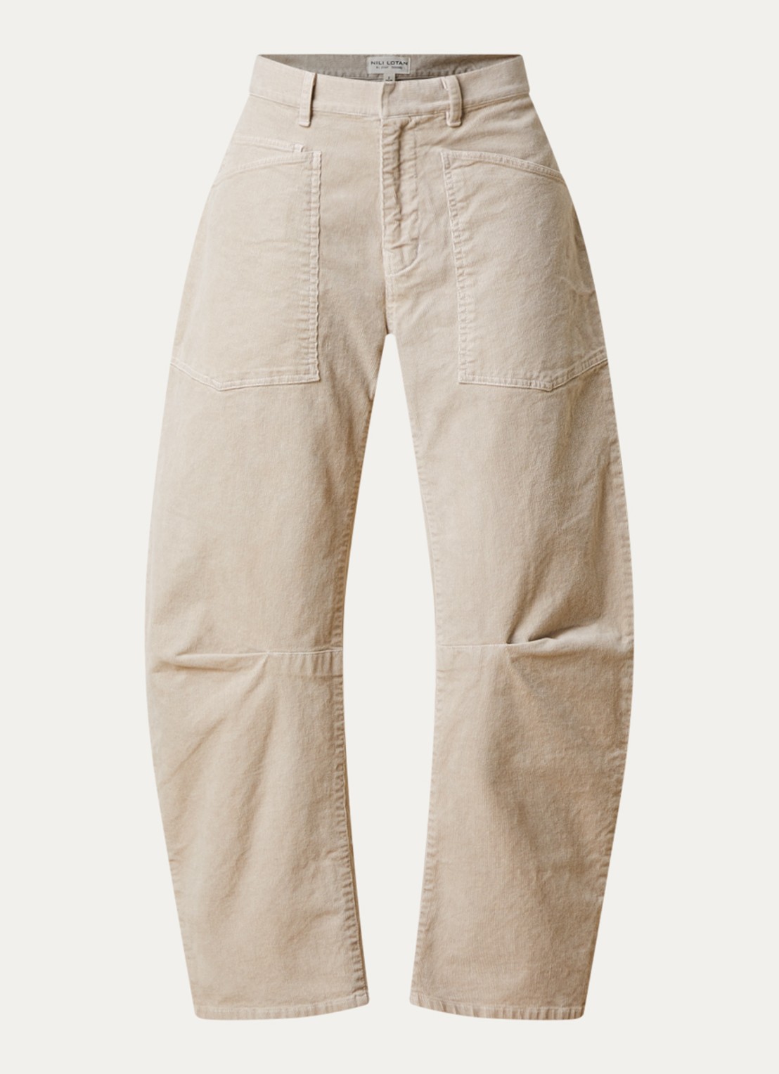 Nili Lotan Shon mid waist balloon fit broek met opgestikte zakken - voorkant 2 beige