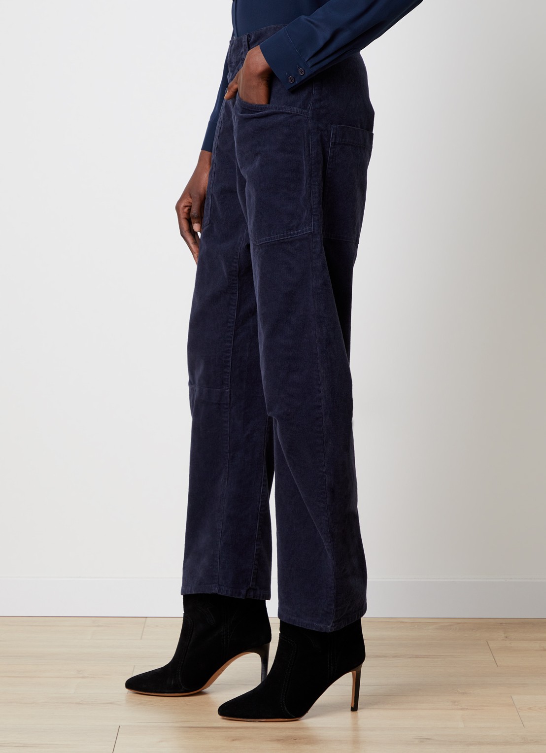 Nili Lotan Shon mid waist balloon fit broek met opgestikte zakken - detail 3 blauw