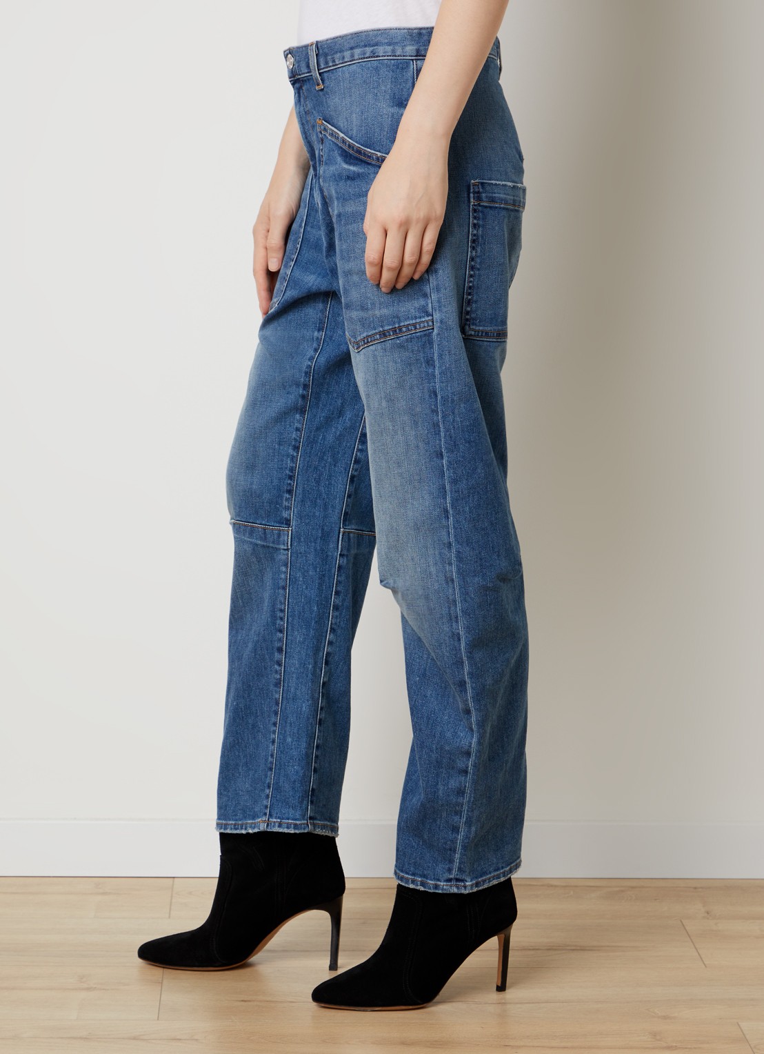Nili Lotan Shon mid waist balloon jeans met medium wassing - detail 5 indigo